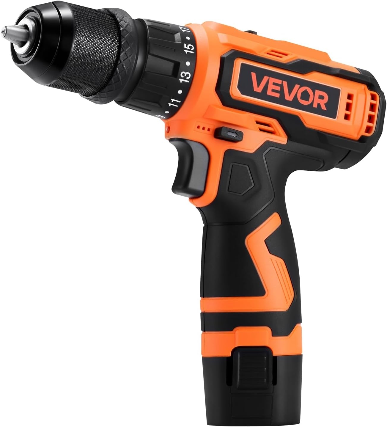 image:imageVEVOR Cordless Drill Driver 5In1 Metal Chuck DualSpeed Variable Drill Driver Kit with 2 Lithium Batteries and Charger Tool Box for Wood and Metal Drilling Screw Tightening or LooseningOrange