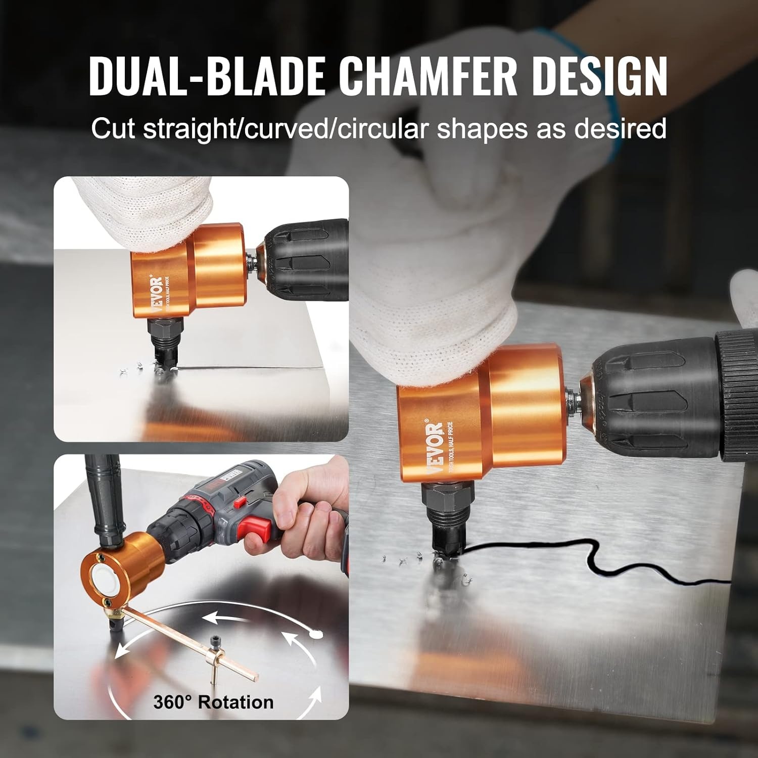 image:imageVEVOR Cordless Metal Nibbler with 18 V 2000 mAh Battery 1200 RPM Brushless Motor Electric Nibbler Metal Cutter with Plastic Carrying Case for Cutting Stainless Steel Aluminum and Copper Sheet006in16mm 15003000RPM