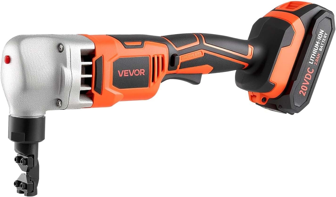 image:imageVEVOR Cordless Metal Nibbler with 18 V 2000 mAh Battery 1200 RPM Brushless Motor Electric Nibbler Metal Cutter with Plastic Carrying Case for Cutting Stainless Steel Aluminum and Copper Sheet006in16mm 18V 1200RPM