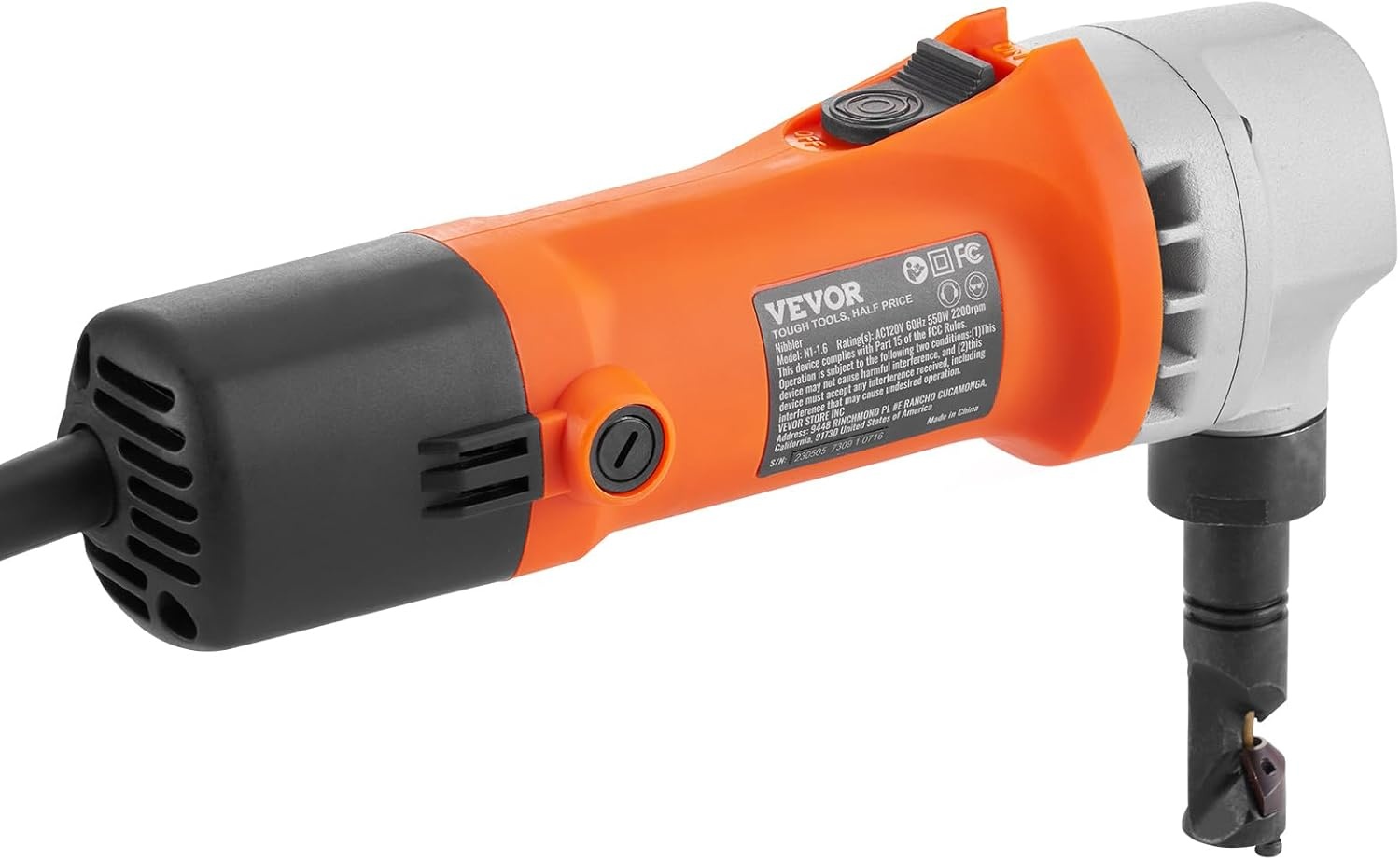 image:imageVEVOR Cordless Metal Nibbler with 18 V 2000 mAh Battery 1200 RPM Brushless Motor Electric Nibbler Metal Cutter with Plastic Carrying Case for Cutting Stainless Steel Aluminum and Copper Sheet006in16mm 550W 2200RPM