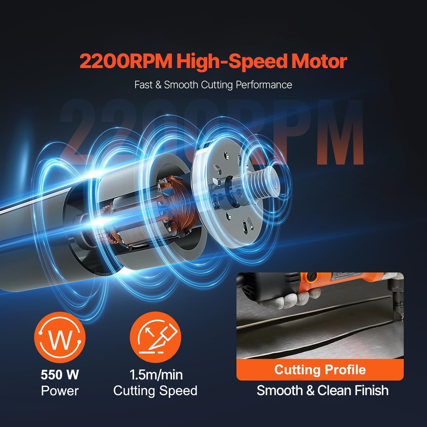 image:imageVEVOR Cordless Metal Nibbler with 18 V 2000 mAh Battery 1200 RPM Brushless Motor Electric Nibbler Metal Cutter with Plastic Carrying Case for Cutting Stainless Steel Aluminum and Copper Sheet006in16mm 550W 2200RPM