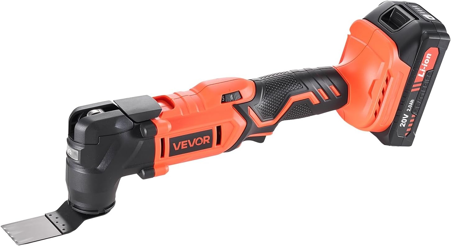 image:imageVEVOR Cordless Oscillating Tool 20V Multitool Oscillating Tool with 6 Variable Speeds 850017000 OPM 32 Oscillating Angle 8PCS Saw Accessories amp LED Work Light Battery Pack Not Included20VB