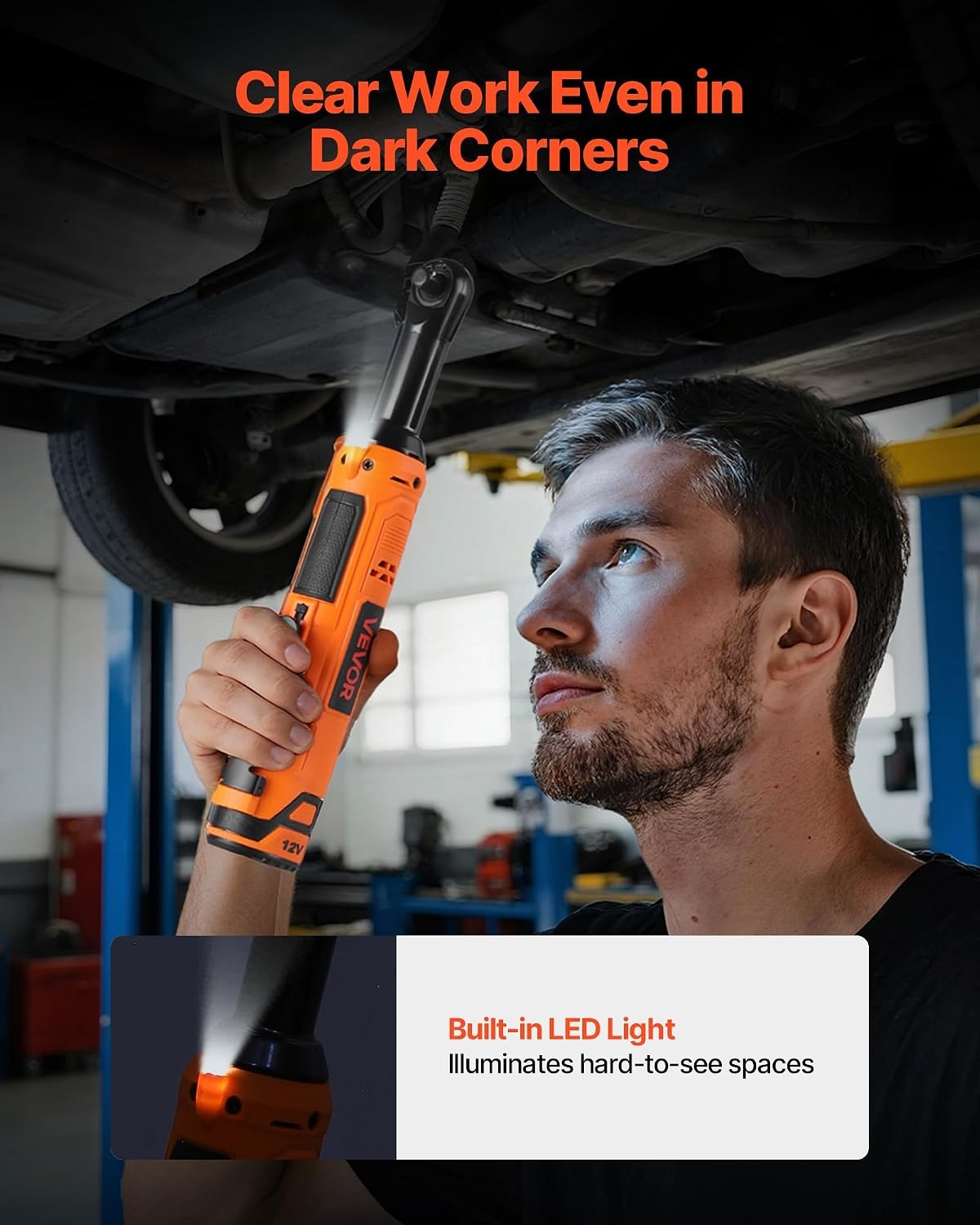 image:imageVEVOR Cordless Ratchet Wrench 38 inch Drive 240 RPM up to 33 ftlbs of Torque Extended Battery Powered Electric Ratchet Wrench Set with Two Batteries Charger Sockets Adaptor and Extension Bar33 ftlbs Extended Head Manual Ratchet Wrench