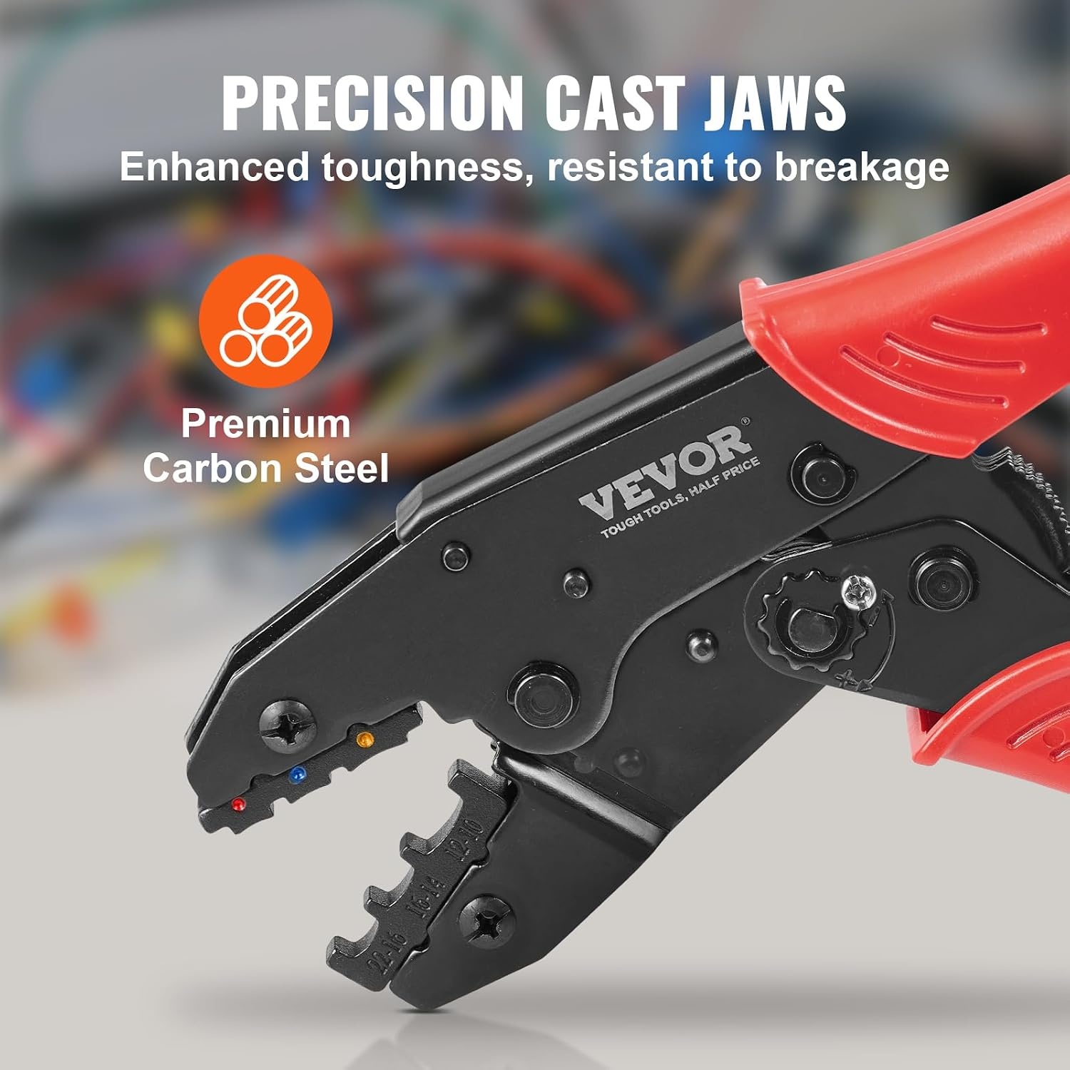 image:imageVEVOR Crimping Tool For Insulated Electrical Connectors AWG2210 Heat ShrinkNylon Terminal Crimper Wire Crimp Pliers with a Pair Of Gloves a Wire Stripping Pliers and 210pcs Heat Shrink Tubes Brand VEVOR