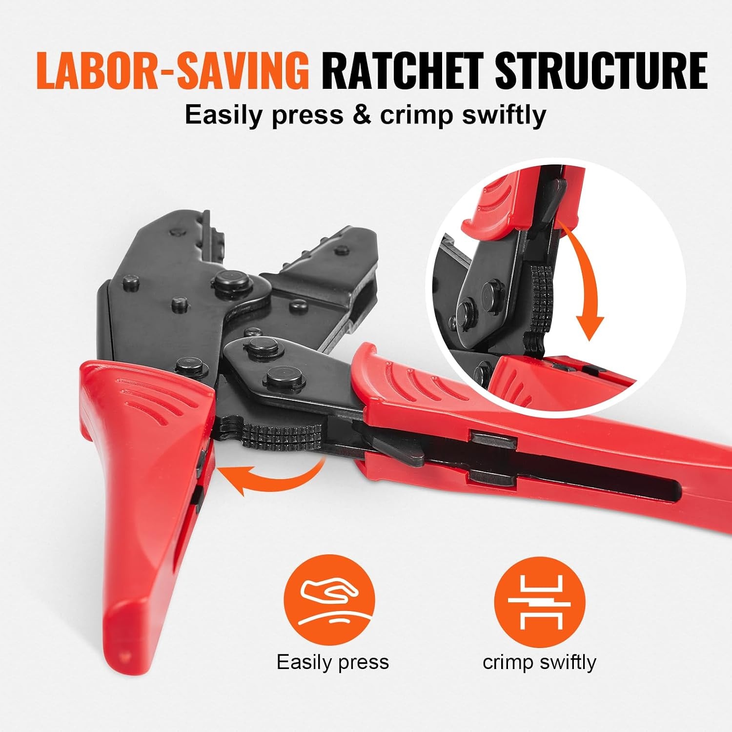 image:imageVEVOR Crimping Tool For Insulated Electrical Connectors AWG2210 Heat ShrinkNylon Terminal Crimper Wire Crimp Pliers with a Pair Of Gloves a Wire Stripping Pliers and 210pcs Heat Shrink Tubes Brand VEVOR