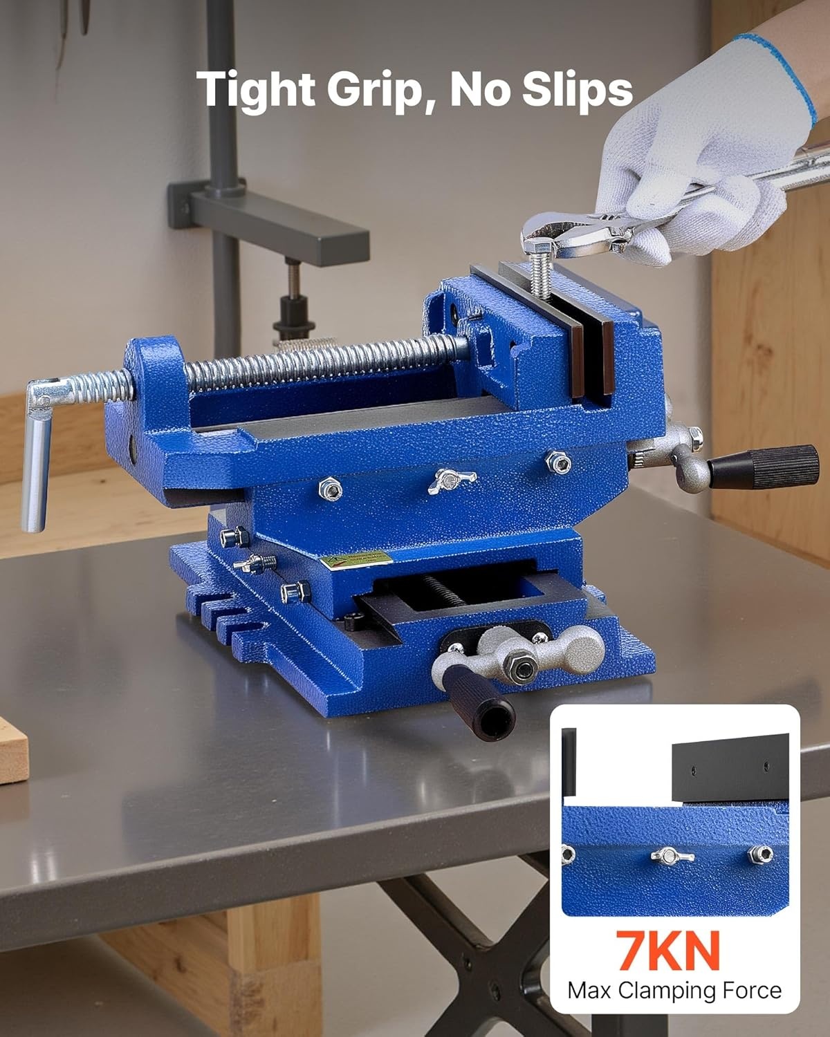 image:imageVEVOR Cross Slide Drill Press Vise 4 Inch Jaw Width 2 Way XY Axis Bench Vise 35 Inch Max Jaw Opening Heavy Duty Cast Iron Workbench Vice Clamp for Woodworking Drilling CNC Milling Machine