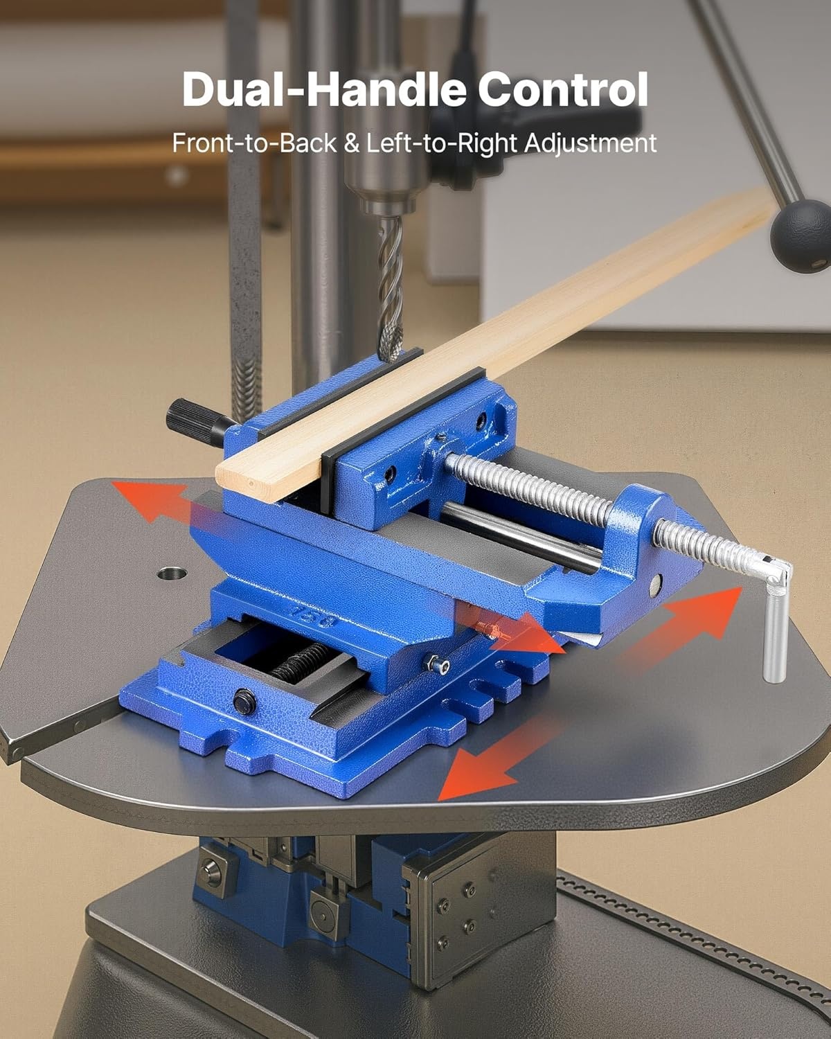 image:imageVEVOR Cross Slide Drill Press Vise 4 Inch Jaw Width 2 Way XY Axis Bench Vise 35 Inch Max Jaw Opening Heavy Duty Cast Iron Workbench Vice Clamp for Woodworking Drilling CNC Milling Machine