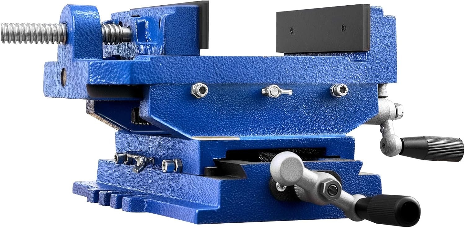 image:imageVEVOR Cross Slide Drill Press Vise 4 Inch Jaw Width 2 Way XY Axis Bench Vise 35 Inch Max Jaw Opening Heavy Duty Cast Iron Workbench Vice Clamp for Woodworking Drilling CNC Milling Machine
