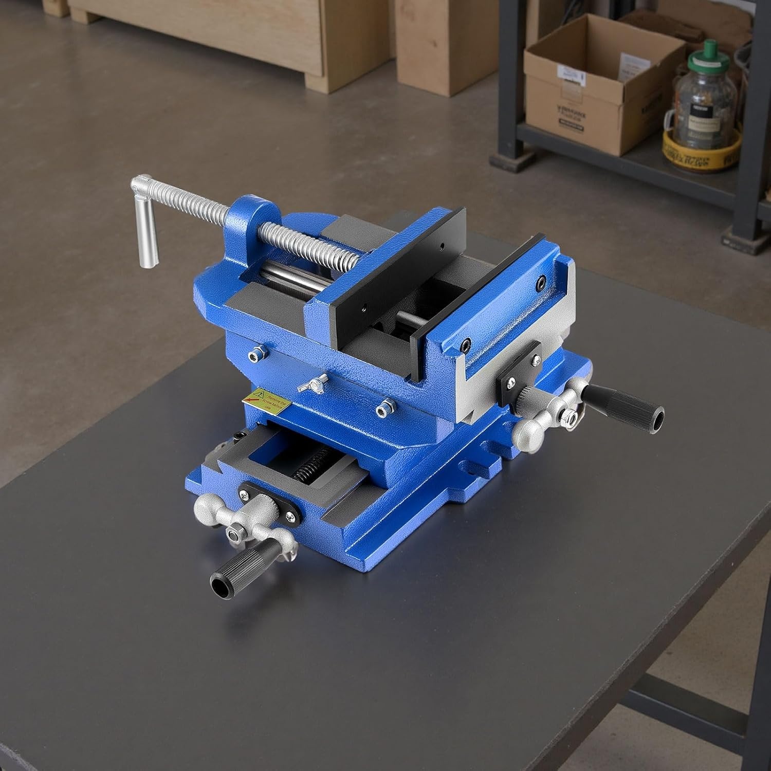 image:imageVEVOR Cross Slide Drill Press Vise 4 Inch Jaw Width 2 Way XY Axis Bench Vise 35 Inch Max Jaw Opening Heavy Duty Cast Iron Workbench Vice Clamp for Woodworking Drilling CNC Milling Machine
