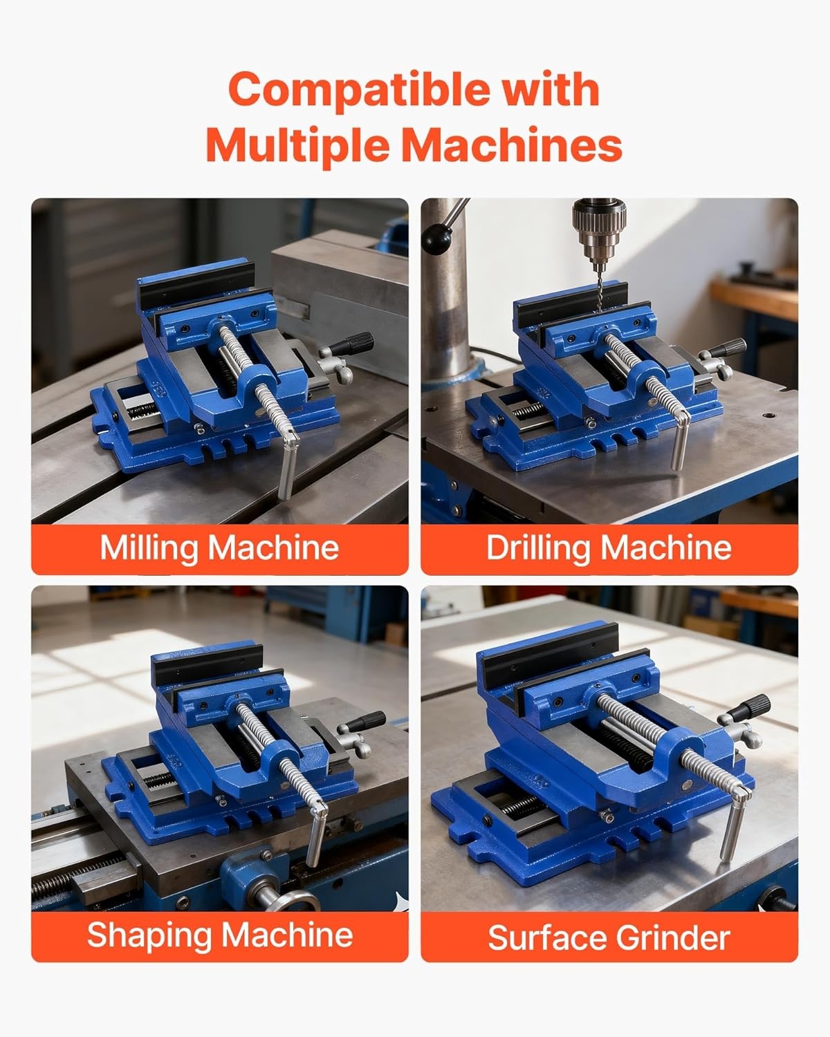 image:imageVEVOR Cross Slide Drill Press Vise 4 Inch Jaw Width 2 Way XY Axis Bench Vise 35 Inch Max Jaw Opening Heavy Duty Cast Iron Workbench Vice Clamp for Woodworking Drilling CNC Milling Machine