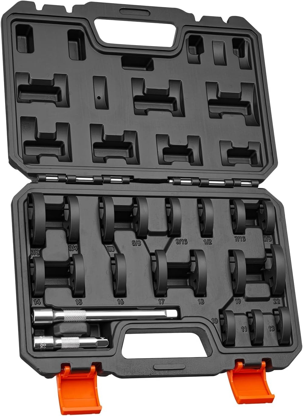image:imageVEVOR Crowfoot Wrench Set 38 Drive 20Piece Metric and SAE Size Flare Nut Crows Foot Wrenches with Storage Case Dual Size Markings on Tools and Case for Auto Maintenance