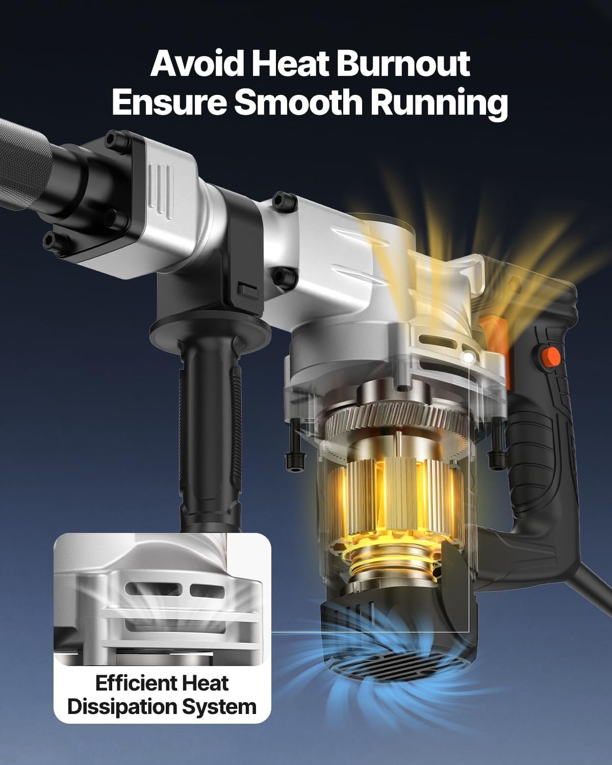 image:imageVEVOR Demolition Jack Hammer 1400W Electric Jackhammer Heavy Duty 2900 BPM Jack Hammer Concrete Breaker with 1 Point Chisel 1 Flat Chisel Storage Case Gloves and Goggles for DemolitionBlack