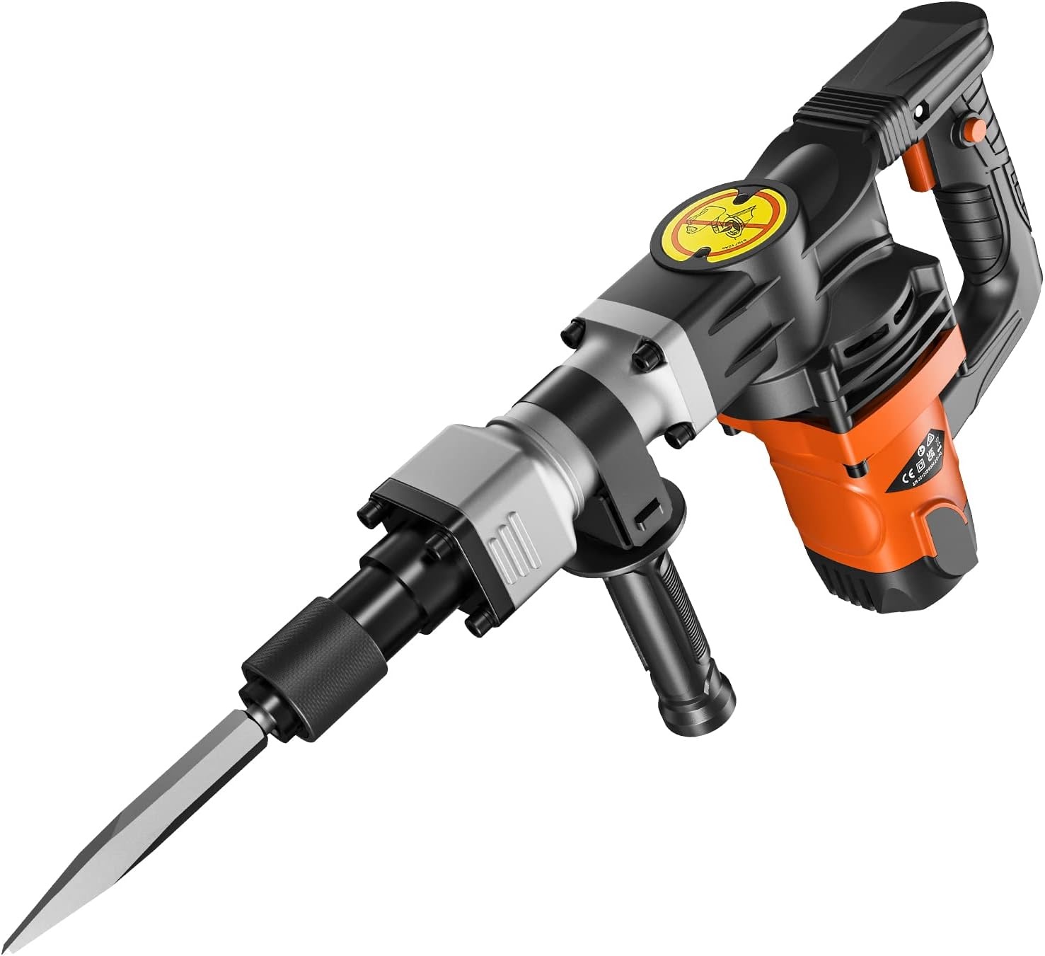 image:imageVEVOR Demolition Jack Hammer 1400W Electric Jackhammer Heavy Duty 2900 BPM Jack Hammer Concrete Breaker with 1 Point Chisel 1 Flat Chisel Storage Case Gloves and Goggles for DemolitionOrange