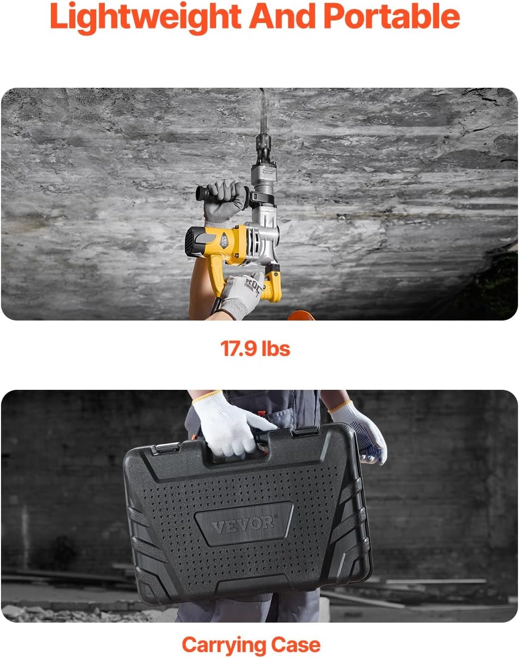 image:imageVEVOR Demolition Jack Hammer 1400W Electric Jackhammer Heavy Duty 2900 BPM Jack Hammer Concrete Breaker with 1 Point Chisel 1 Flat Chisel Storage Case Gloves and Goggles for DemolitionYellow