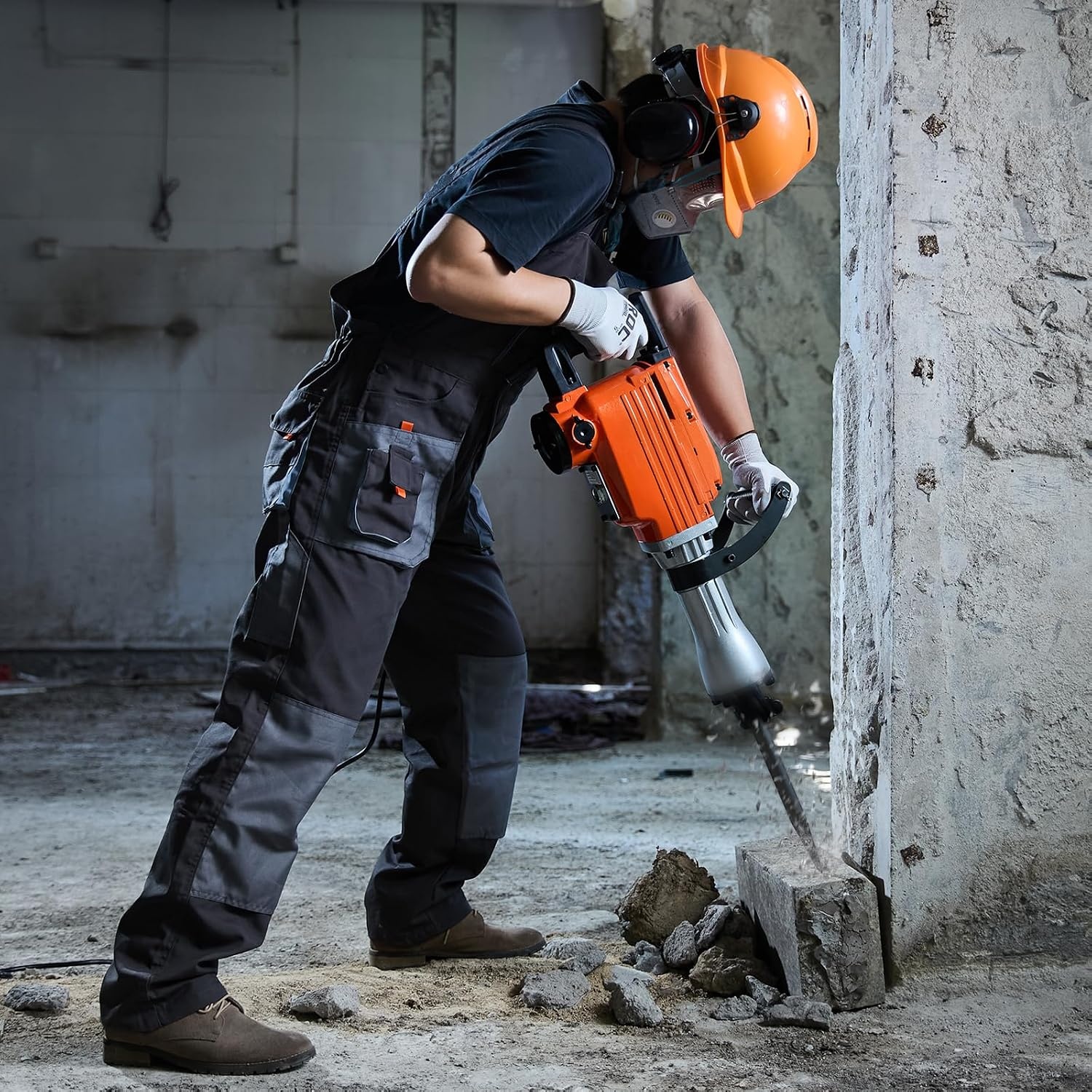 image:imageVEVOR Demolition Jack Hammer 2200W Electric Jackhammer Heavy Duty 1350 BPM Jack Hammer Concrete Breaker with 1 Point Chisel 1 Flat Chisel Storage Case Gloves and Goggles for DemolitionOrange