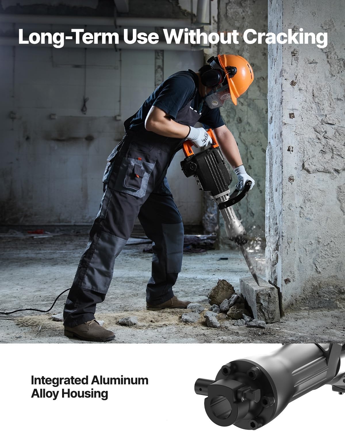 image:imageVEVOR Demolition Jack Hammer MAX 2200W Electric Jackhammer Heavy Duty 1350 BPM Concrete Breaker 6pcs Chisels Bit Chipping WCase 1350 BPM Concrete Breaker 6pcs Chisels Bit Chipping With CaseBlack
