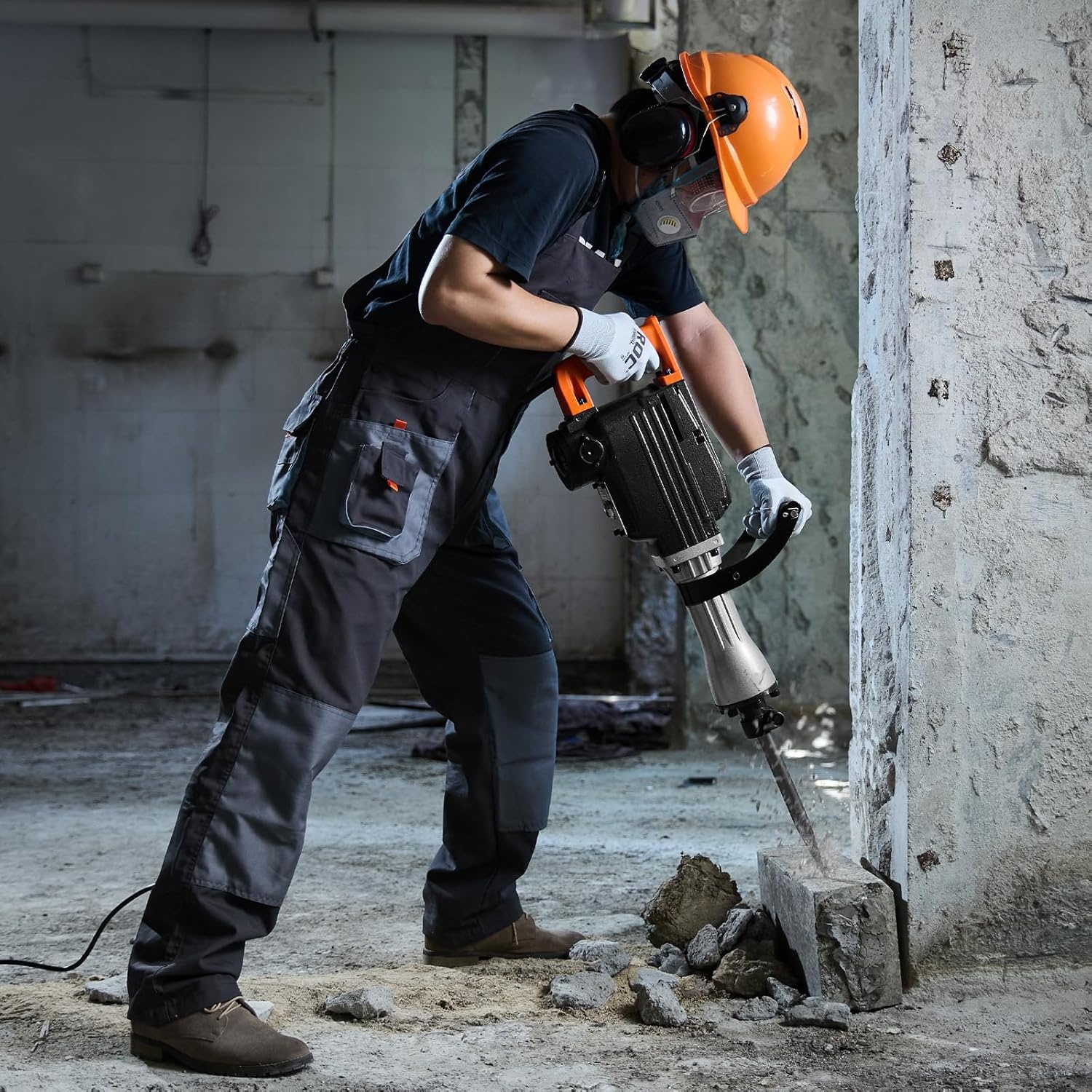image:imageVEVOR Demolition Jack Hammer MAX 2200W Electric Jackhammer Heavy Duty 1350 BPM Concrete Breaker 6pcs Chisels Bit Chipping WCase 1350 BPM Concrete Breaker 6pcs Chisels Bit Chipping With CaseBlack