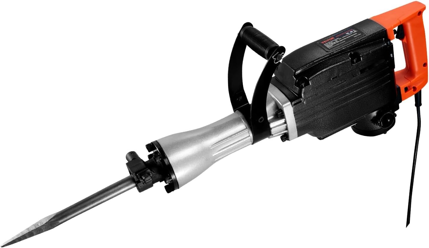 image:imageVEVOR Demolition Jack Hammer MAX 2200W Electric Jackhammer Heavy Duty 1400 BPM Concrete Breaker 4pcs Chisels Bit Chipping WCase GlovesBlack