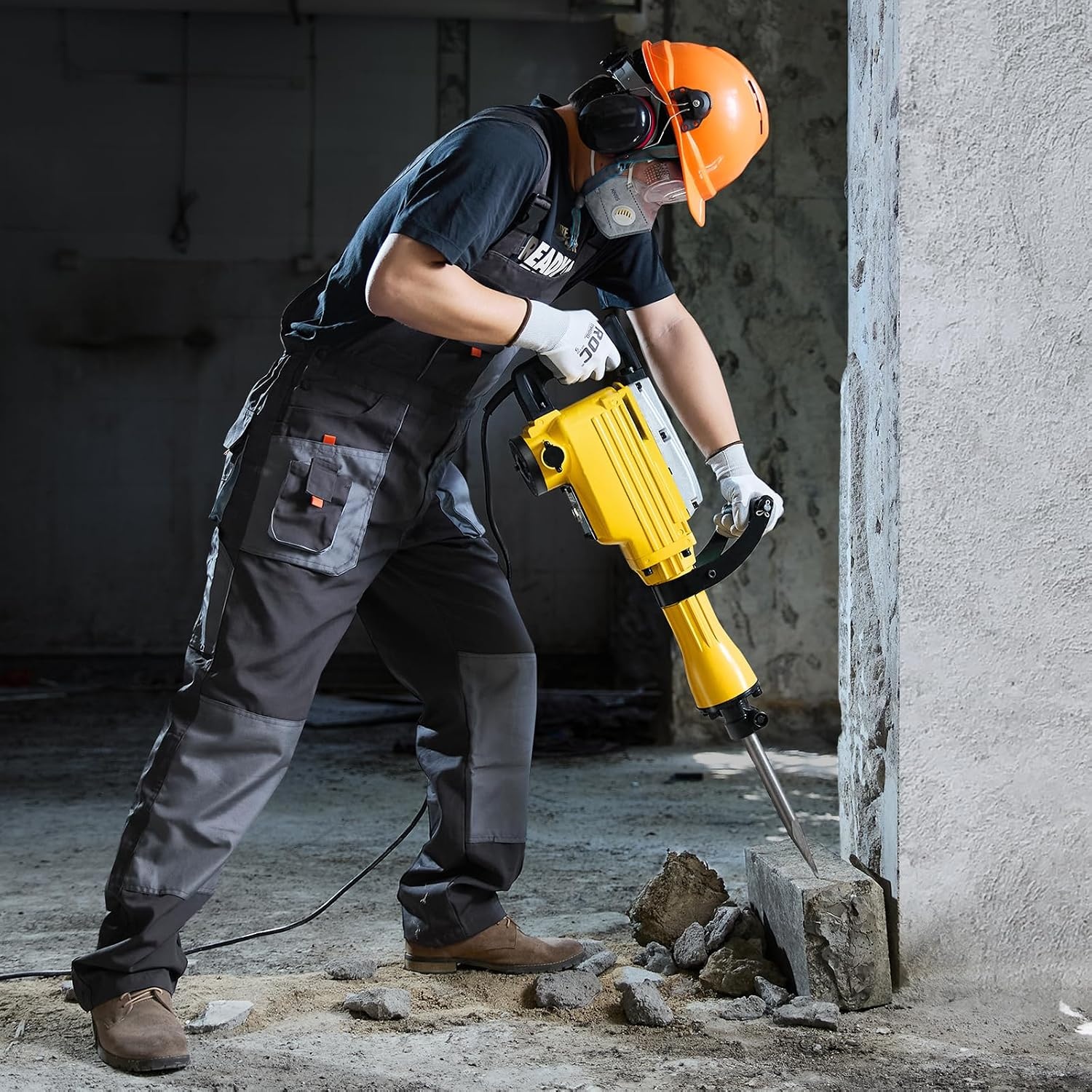image:imageVEVOR Demolition Jack Hammer MAX 2200W Electric Jackhammer Heavy Duty 1400 BPM Concrete Breaker 4pcs Chisels Bit Chipping WCase GlovesYellow