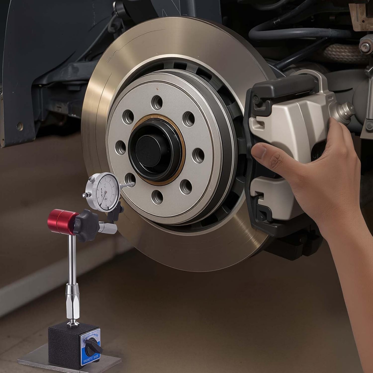 image:imageVEVOR Dial Test Indicator with Magnetic Flexible Base Stand 0001 inch Accuracy 01 inch Range Fine Adjustable Long Arm Professional for Machine SetUp Narrow Area Measurement Easy to Read
