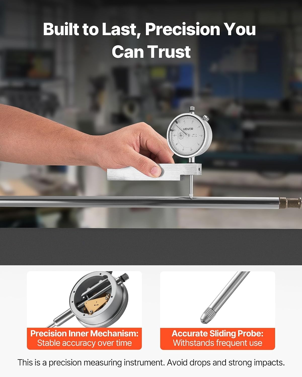 image:imageVEVOR Dial Test Indicator with Metal Base 0001 inch Accuracy 01 inch Range Easy to Read Large Dial Professional for Narrow Area Measurement Industrial Machining amp Inspection Precision Testing