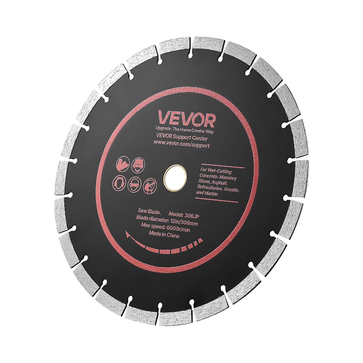 image:imageVEVOR Diamond Blades 63 inch 5Pack Wall Chaser Saw Blade Cutting Blade 087 in Arbor HighHardness Diamond Segments 65Mn Steel Core Dry Wet Cutting Clean Edges for Concrete Brick Stone Cement12 inch