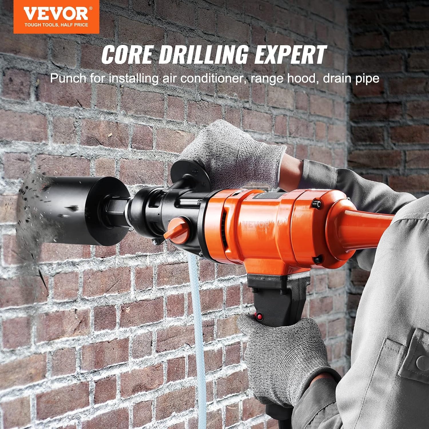 image:imageVEVOR Diamond Core Drilling Machine 10in Wet Concrete Core Drill Rig with Stand Wheels 750RPM Speed amp 114 Thread amp Lifting Handle 10in Drilling Diameter for Concrete Brick Block Stone 2500W4 Inches