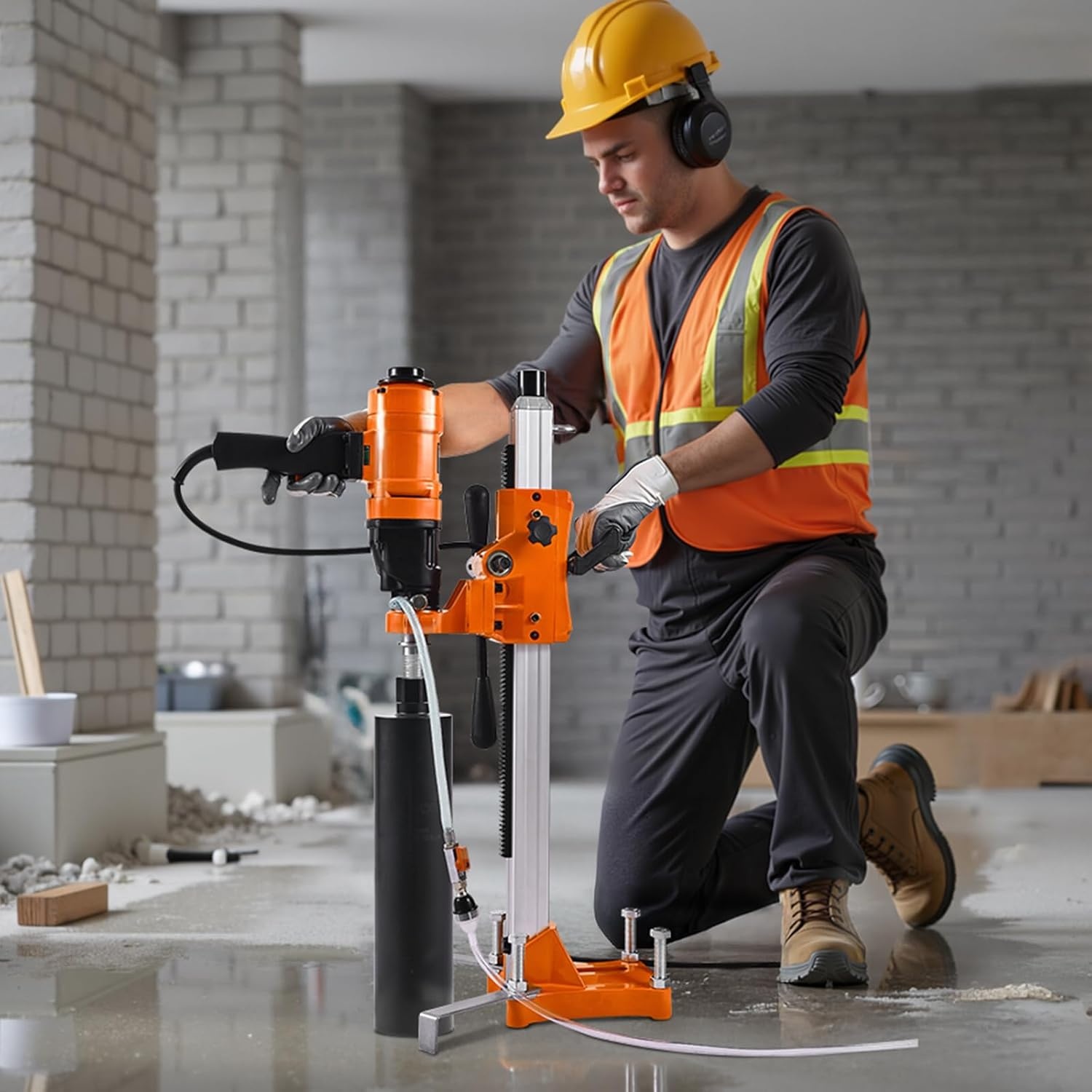 image:imageVEVOR Diamond Core Drilling Machine 8 in Drilling Diameter 2in1 Handheld amp StandMount Dry and Wet Concrete Core Drill Rig with 4 Drill Bits 10752300 RPM 2Speed for Concrete Brick Stone 1800W8in Core Drill 4 Bits Set