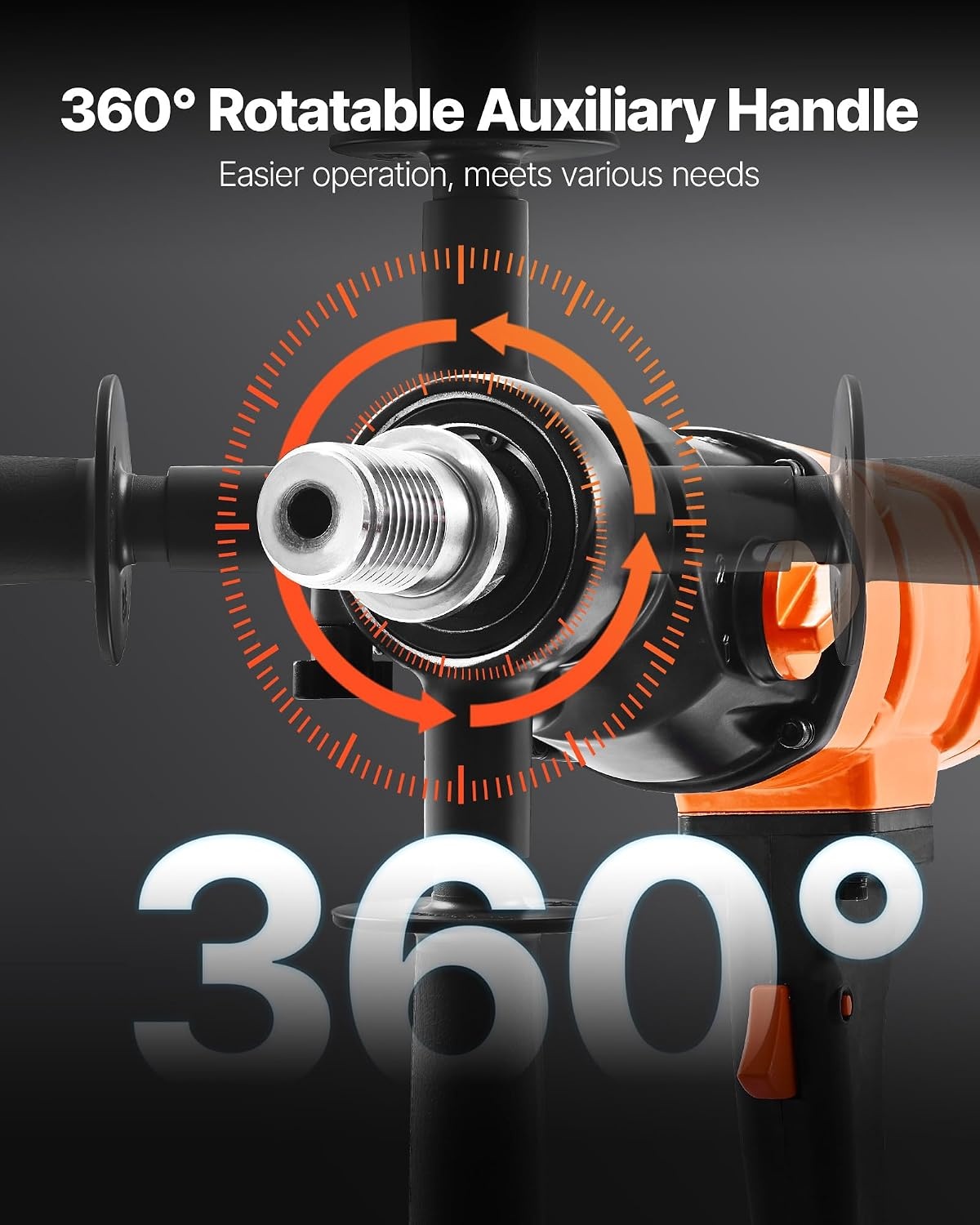 image:imageVEVOR Diamond Core Drilling Machine 8 in Drilling Diameter Handheld Dry and Wet Concrete Core Drill Rig with 4 Drill Bits 10752300 RPM 2Speed UNC1 147 Thread for Concrete Brick Stone 1800W8in Core Drill 4 Bits Set
