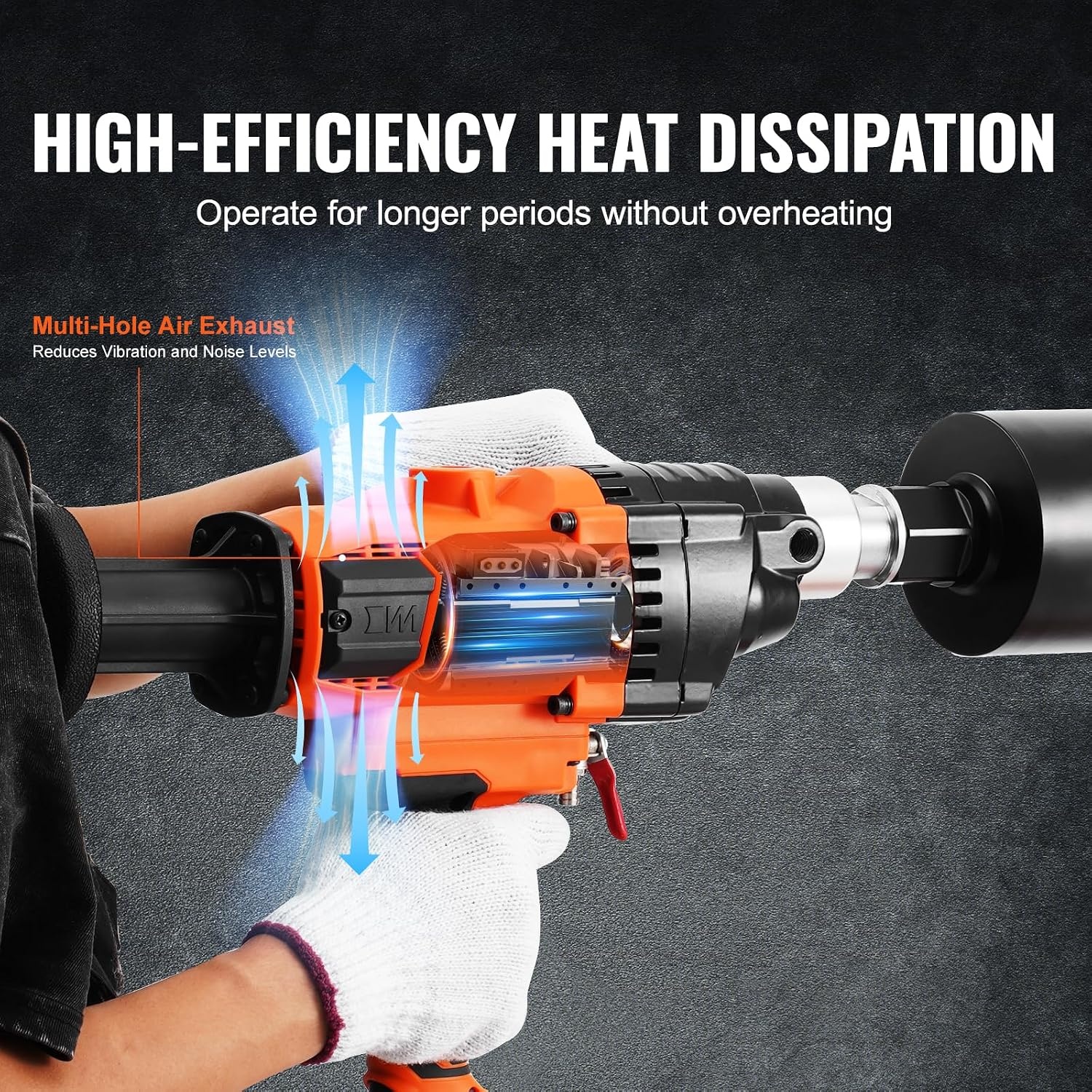 image:imageVEVOR Diamond Core Drilling Machine 8 in Drilling Diameter Handheld Dry and Wet Concrete Core Drill Rig with 4 Drill Bits 10752300 RPM 2Speed UNC1 147 Thread for Concrete Brick Stone 1800W63in Core Drill