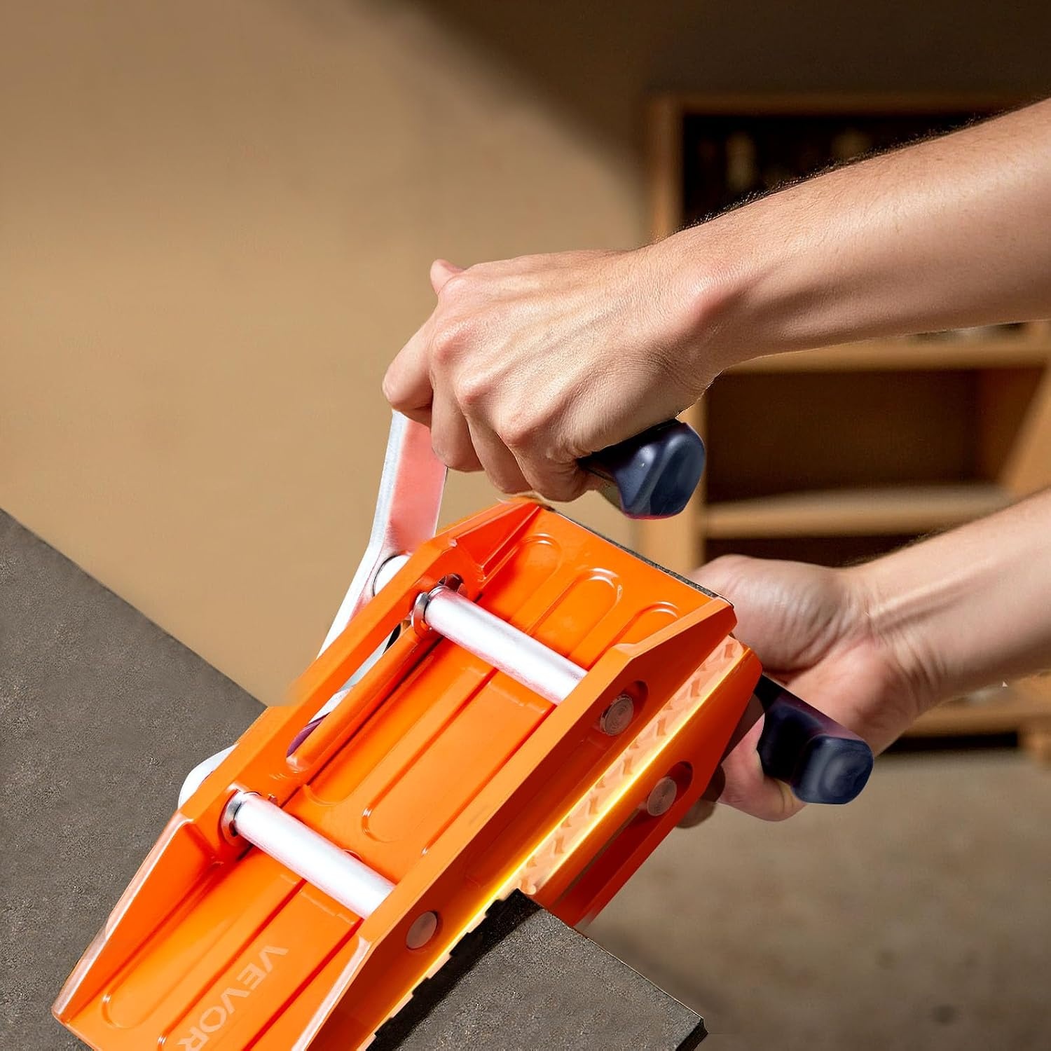 image:imageVEVOR Double Handed Stone Carrying Clamps 660 lbs Load Capacity 2 Pack Granite Panel Carriers Lifting Tools with Rubberlined 0236 Inches Heavy Duty lifting Clamps for Plywood Glass GraniteOrangewhite
