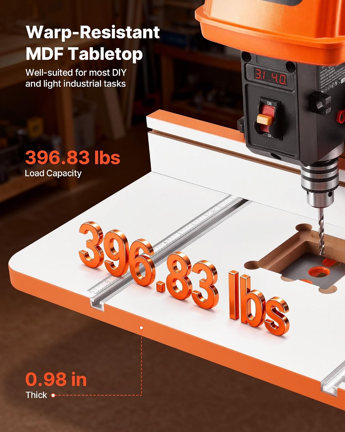 image:imageVEVOR Drill Press Table 2363 x 1173 in Worktable with an Adjustable Fence and Stop Block Highly Compatible TSlots MDF Tabletop BuiltIn Scale Support Multiple Clamps Vises for Drill Presses