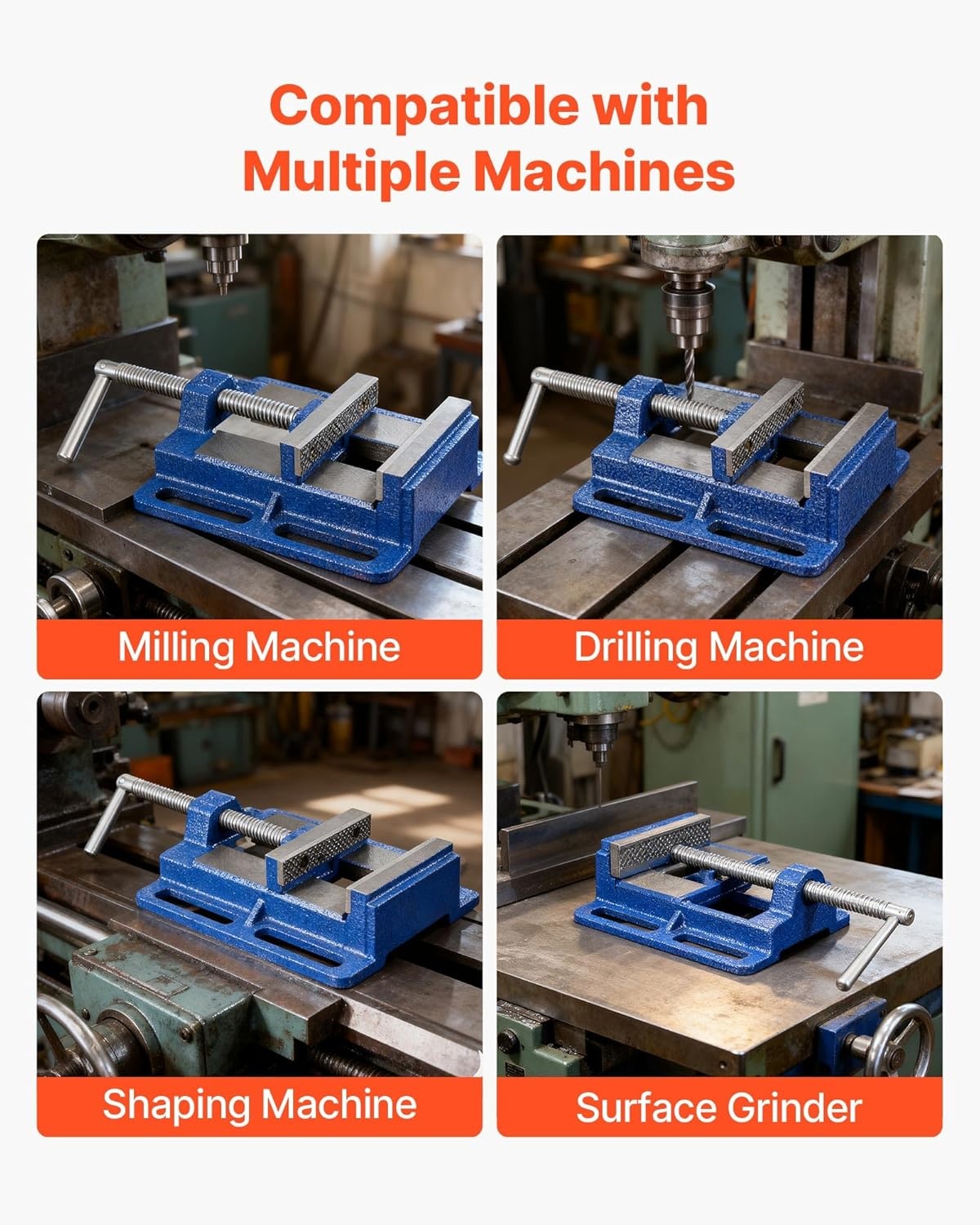 image:imageVEVOR Drill Press Vise 4 Inch Jaw Width Portable Bench Vise Slotted Base for Easy Installation Durable Cast Iron Construction Workbench Vice for Woodworking Metalworking Drilling and Cutting4inch