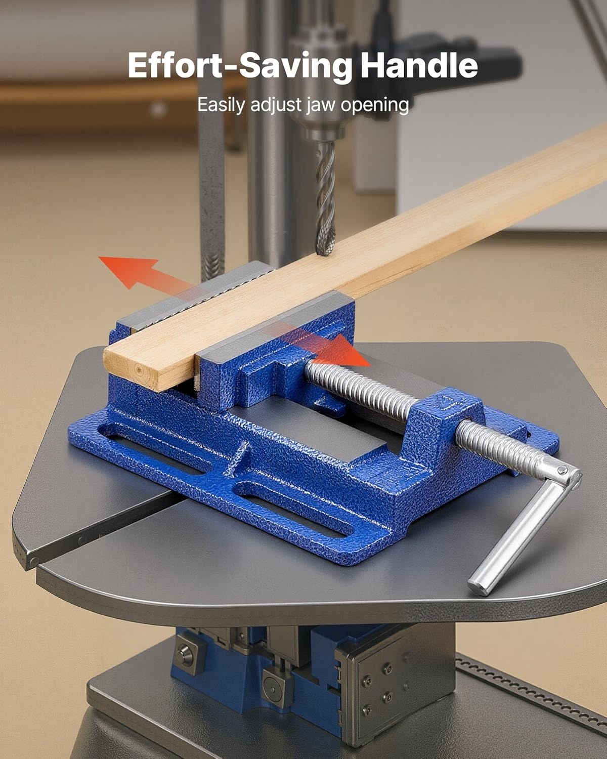 image:imageVEVOR Drill Press Vise 4 Inch Jaw Width Portable Bench Vise Slotted Base for Easy Installation Durable Cast Iron Construction Workbench Vice for Woodworking Metalworking Drilling and Cutting4inch