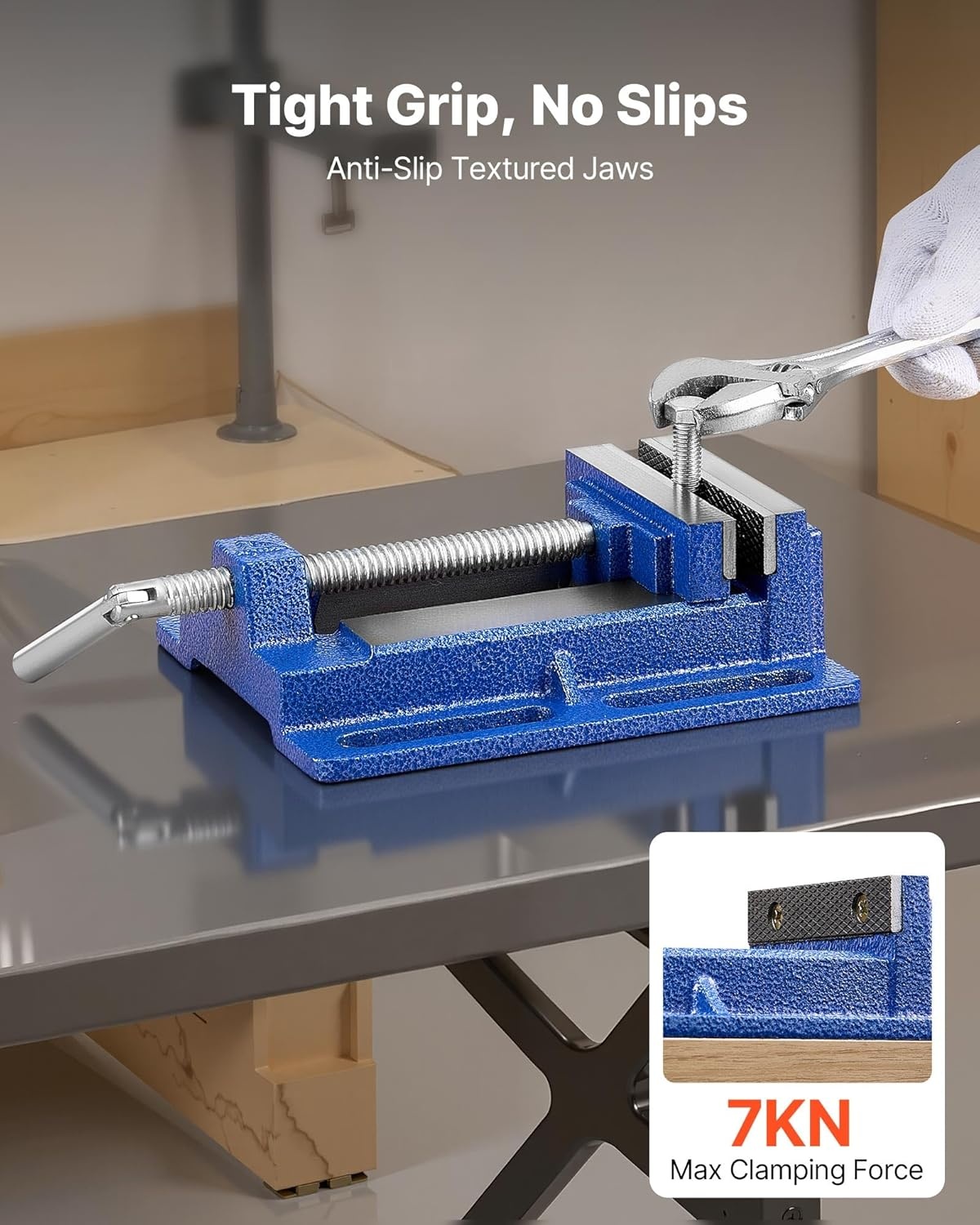 image:imageVEVOR Drill Press Vise 4 Inch Jaw Width Portable Bench Vise Slotted Base for Easy Installation Durable Cast Iron Construction Workbench Vice for Woodworking Metalworking Drilling and Cutting4inch