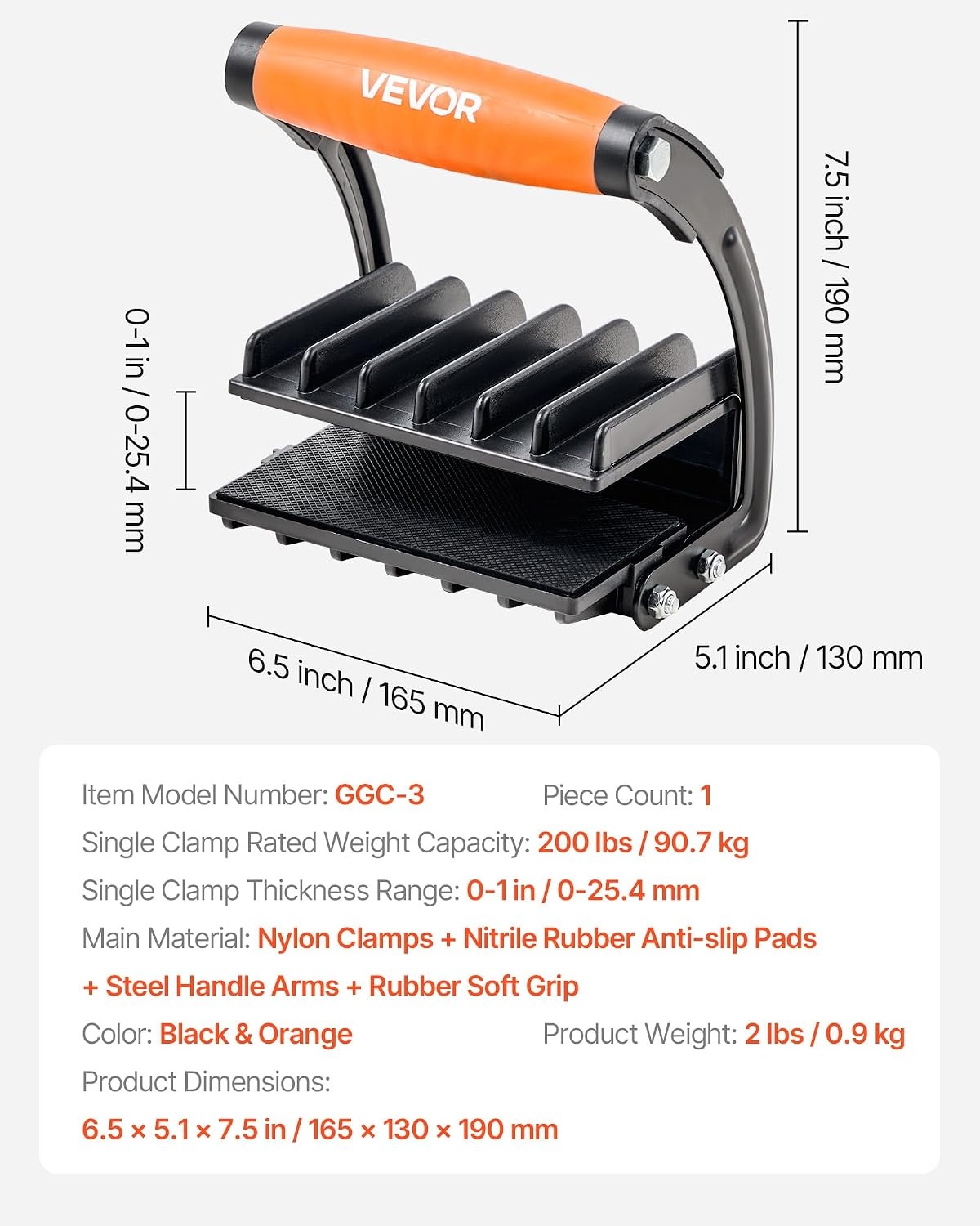 image:imageVEVOR Drywall Carrier 2 Pack Plywood Carriers Handles ABS Plastic Panel Carrier Tool with 176 lbs Load Bearing Lift and Carry Panel Mover for Plywood Drywall Particleboard Tempered GlassBlack