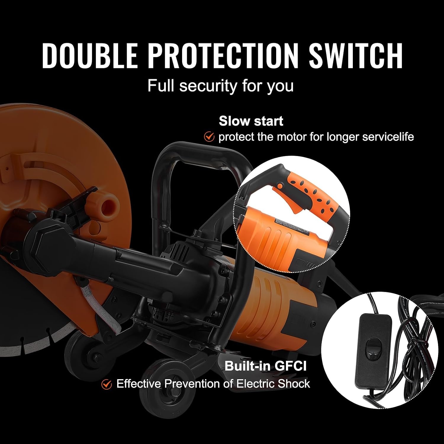 image:imageVEVOR Electric Concrete Saw 12 in 1800 W Motor Circular Saw Cutter with Max 45 in Adjustable Cutting Depth Wet Disk Saw Cutter Includes Water Line Pump and Blade for Stone Brick12 inch