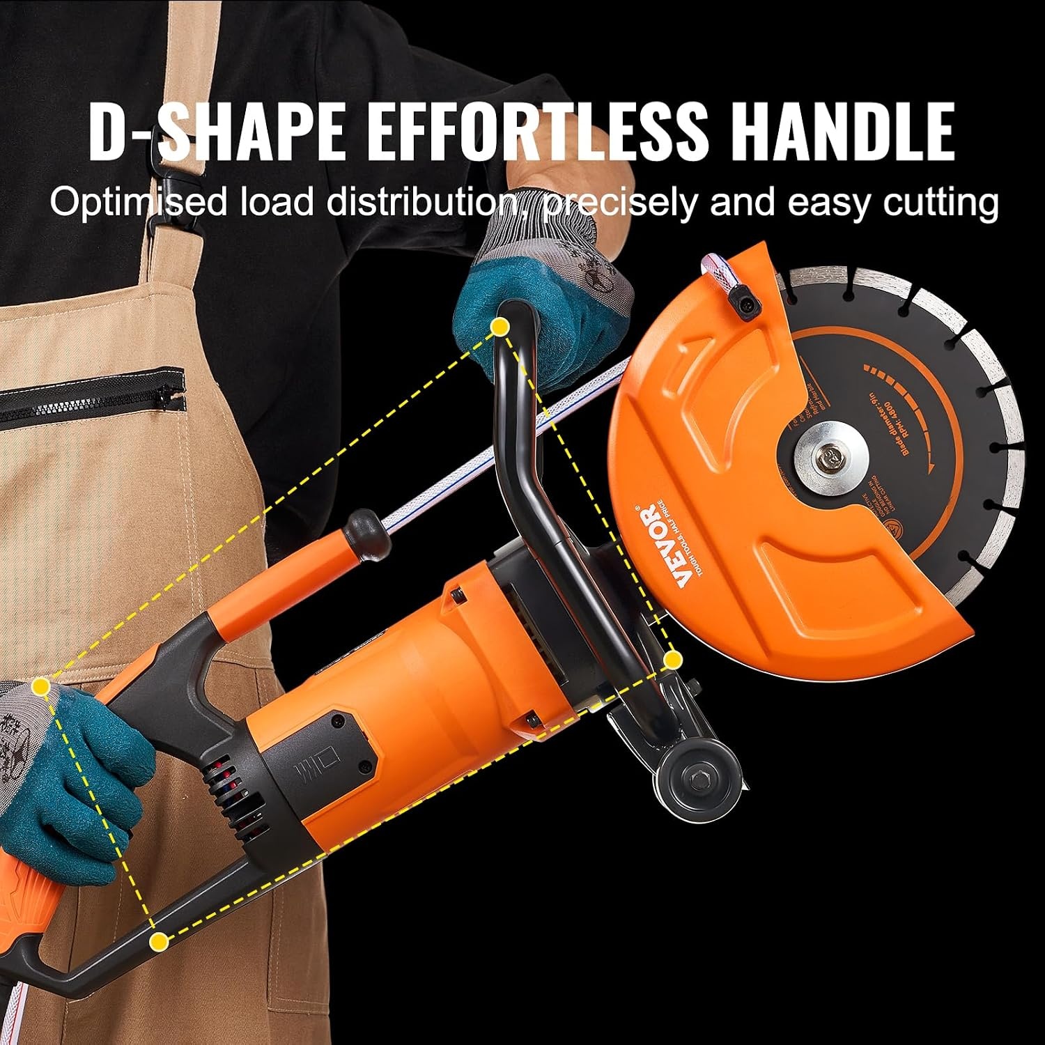 image:imageVEVOR Electric Concrete Saw 12 in 1800 W Motor Circular Saw Cutter with Max 45 in Adjustable Cutting Depth Wet Disk Saw Cutter Includes Water Line Pump and Blade for Stone Brick9 inch