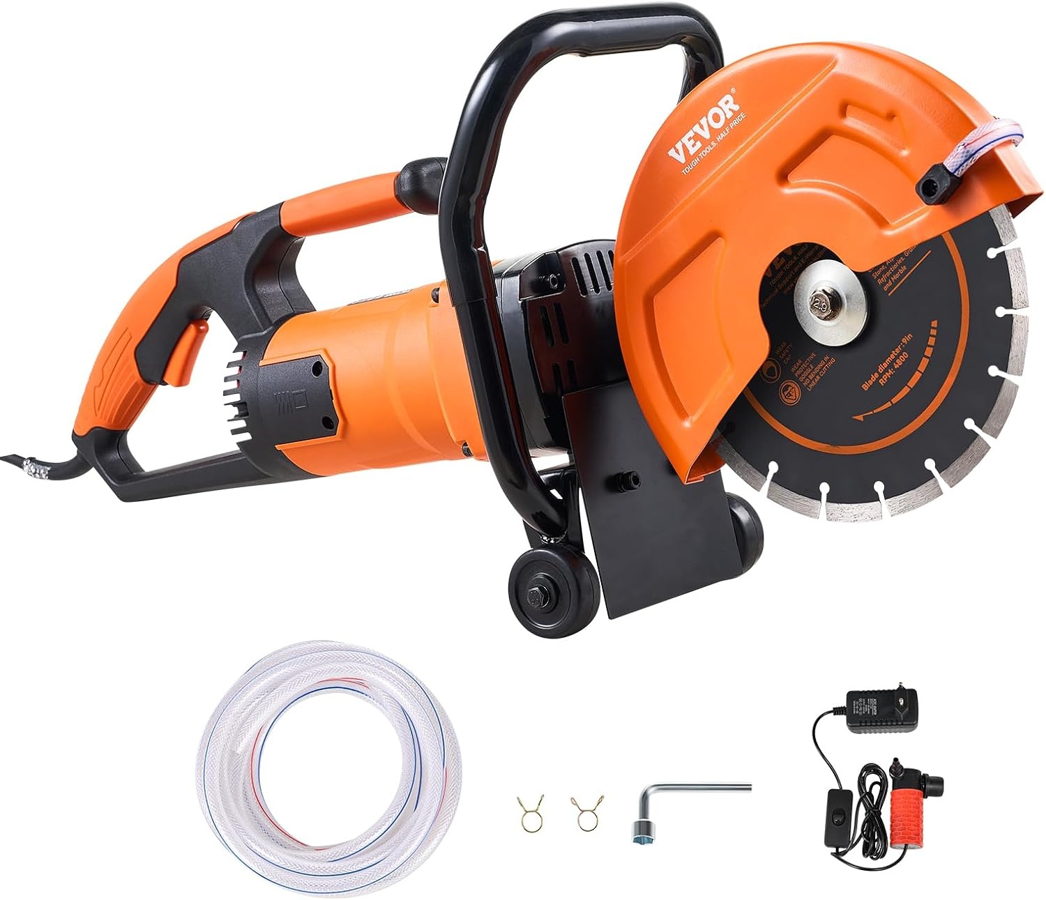 image:imageVEVOR Electric Concrete Saw 12 in 1800 W Motor Circular Saw Cutter with Max 45 in Adjustable Cutting Depth Wet Disk Saw Cutter Includes Water Line Pump and Blade for Stone Brick9 inch