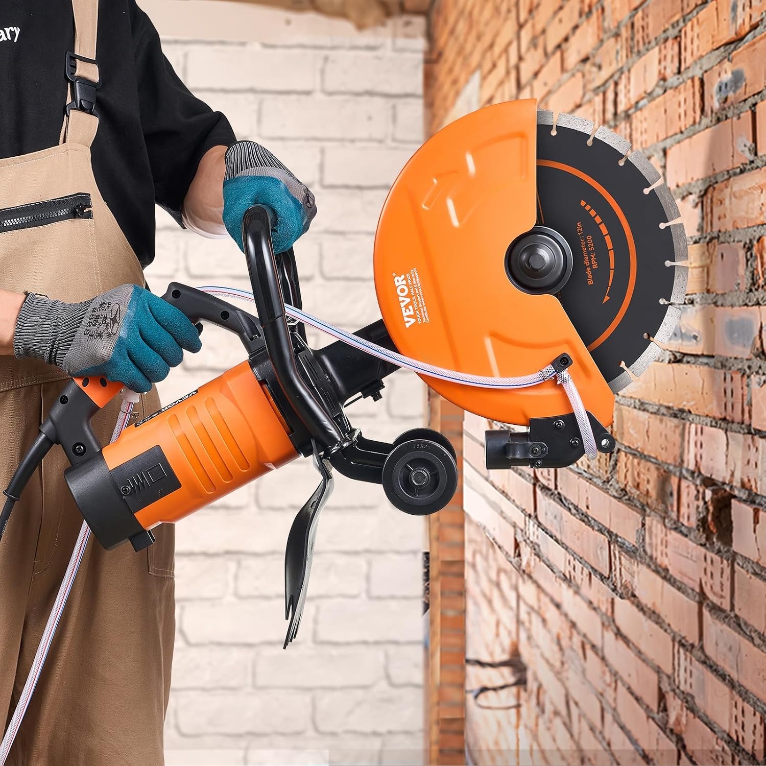 image:imageVEVOR Electric Concrete Saw 12 in 1800 W Motor Circular Saw Cutter with Max 45 in Adjustable Cutting Depth Wet Disk Saw Cutter Includes Water Line Pump and Blade for Stone Brick12 inch