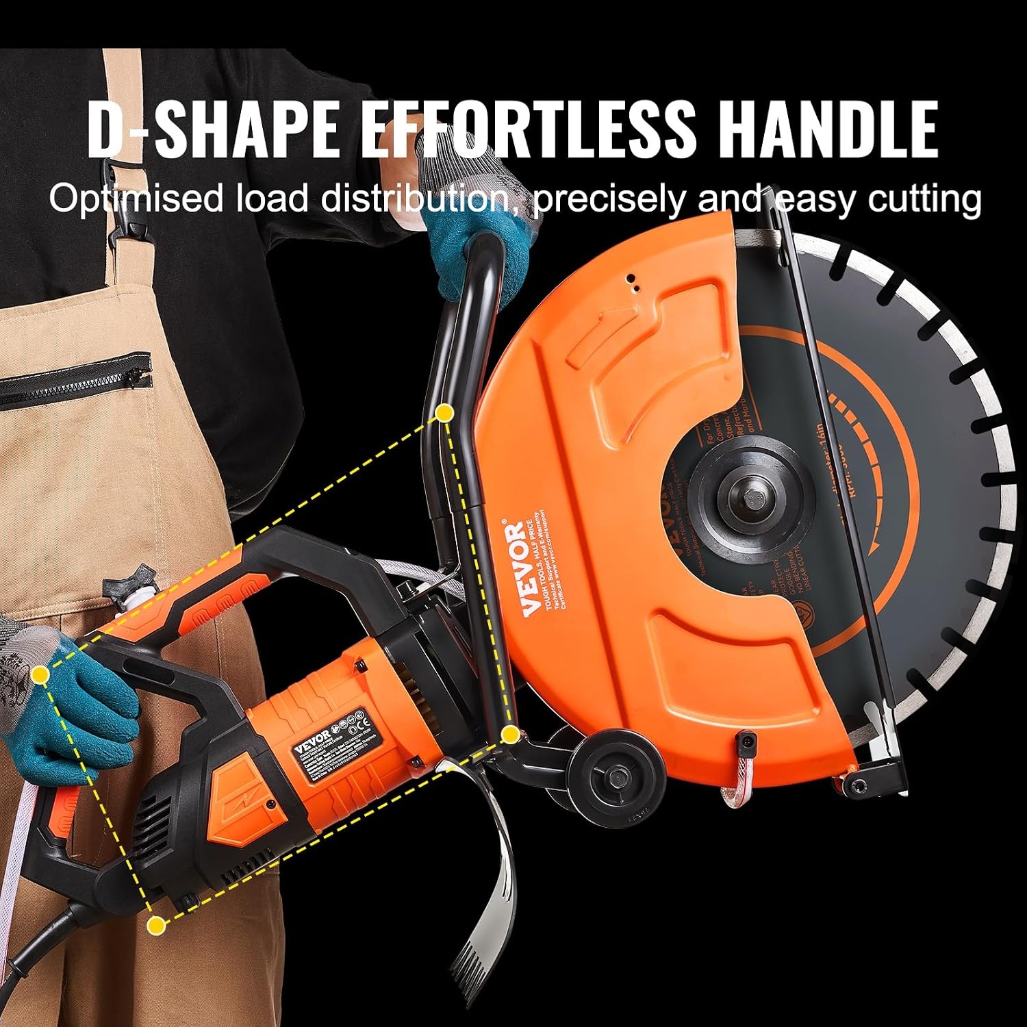 image:imageVEVOR Electric Concrete Saw 12 in 1800 W Motor Circular Saw Cutter with Max 45 in Adjustable Cutting Depth Wet Disk Saw Cutter Includes Water Line Pump and Blade for Stone Brick16 inch