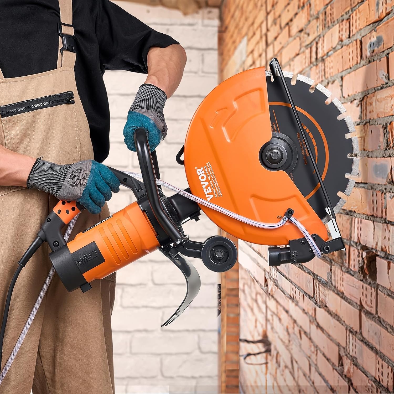 image:imageVEVOR Electric Concrete Saw 12 in 1800 W Motor Circular Saw Cutter with Max 45 in Adjustable Cutting Depth Wet Disk Saw Cutter Includes Water Line Pump and Blade for Stone Brick14 inch