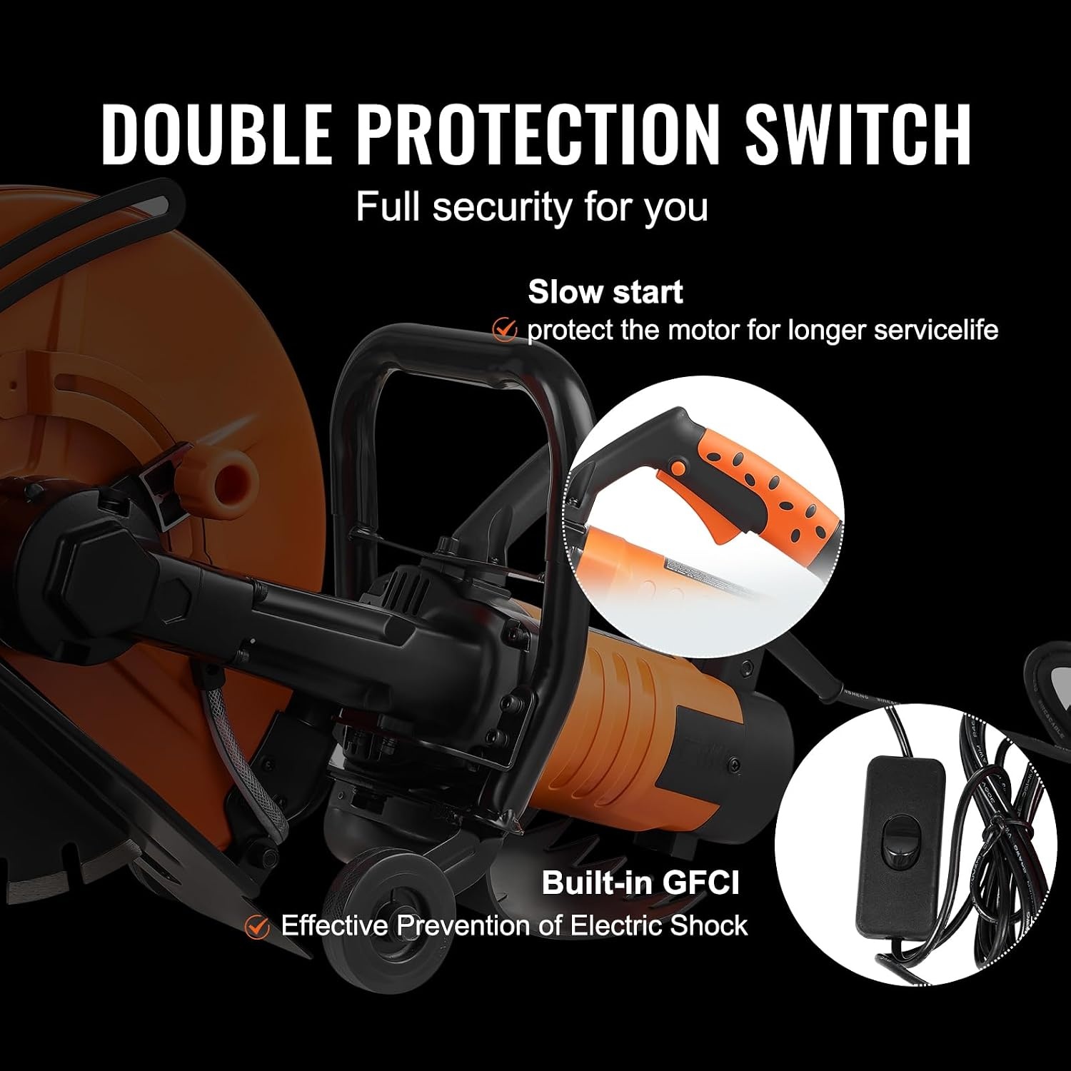image:imageVEVOR Electric Concrete Saw 12 in 1800 W Motor Circular Saw Cutter with Max 45 in Adjustable Cutting Depth Wet Disk Saw Cutter Includes Water Line Pump and Blade for Stone Brick14 inch