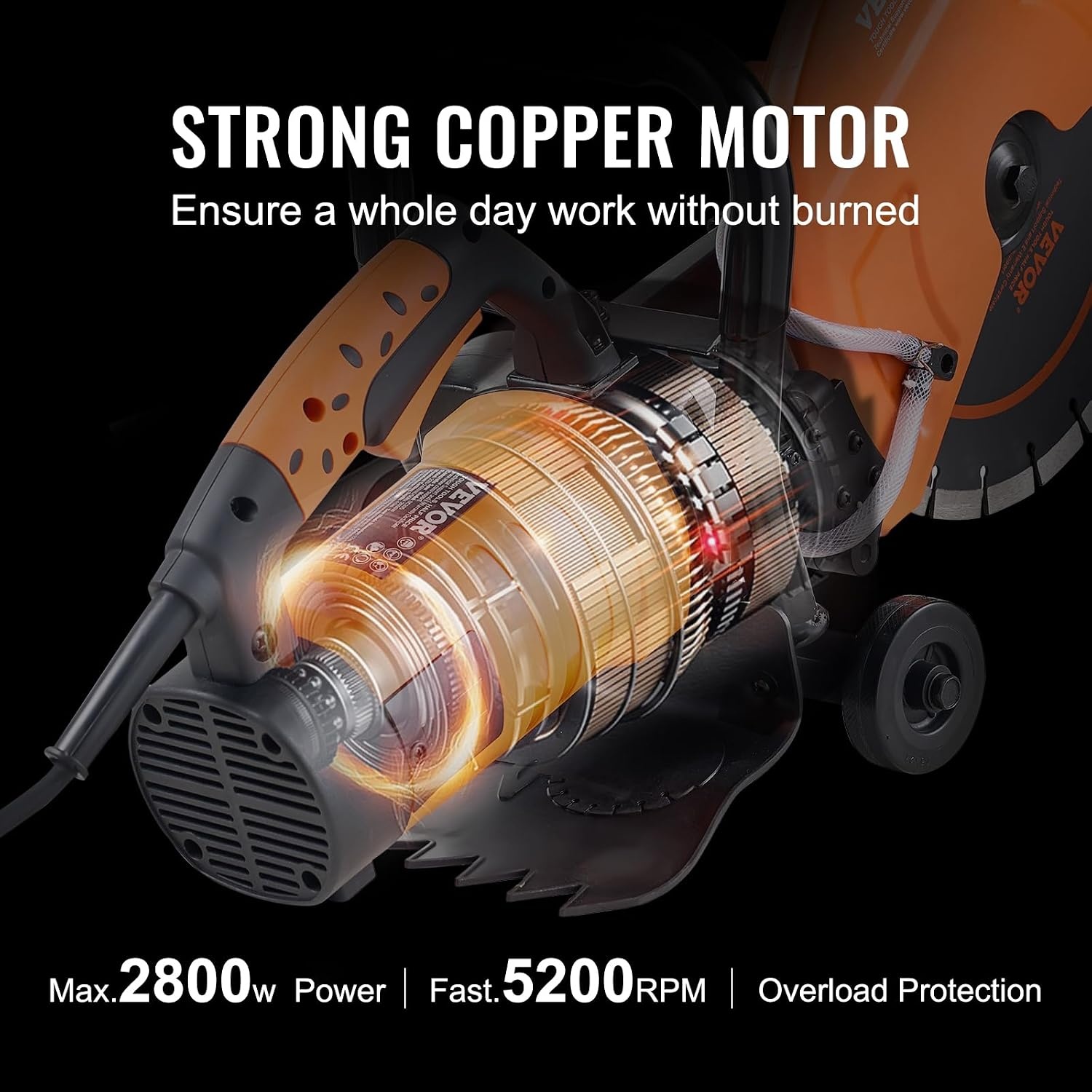 image:imageVEVOR Electric Concrete Saw 12 in 1800 W Motor Circular Saw Cutter with Max 45 in Adjustable Cutting Depth Wet Disk Saw Cutter Includes Water Line Pump and Blade for Stone Brick12 inch