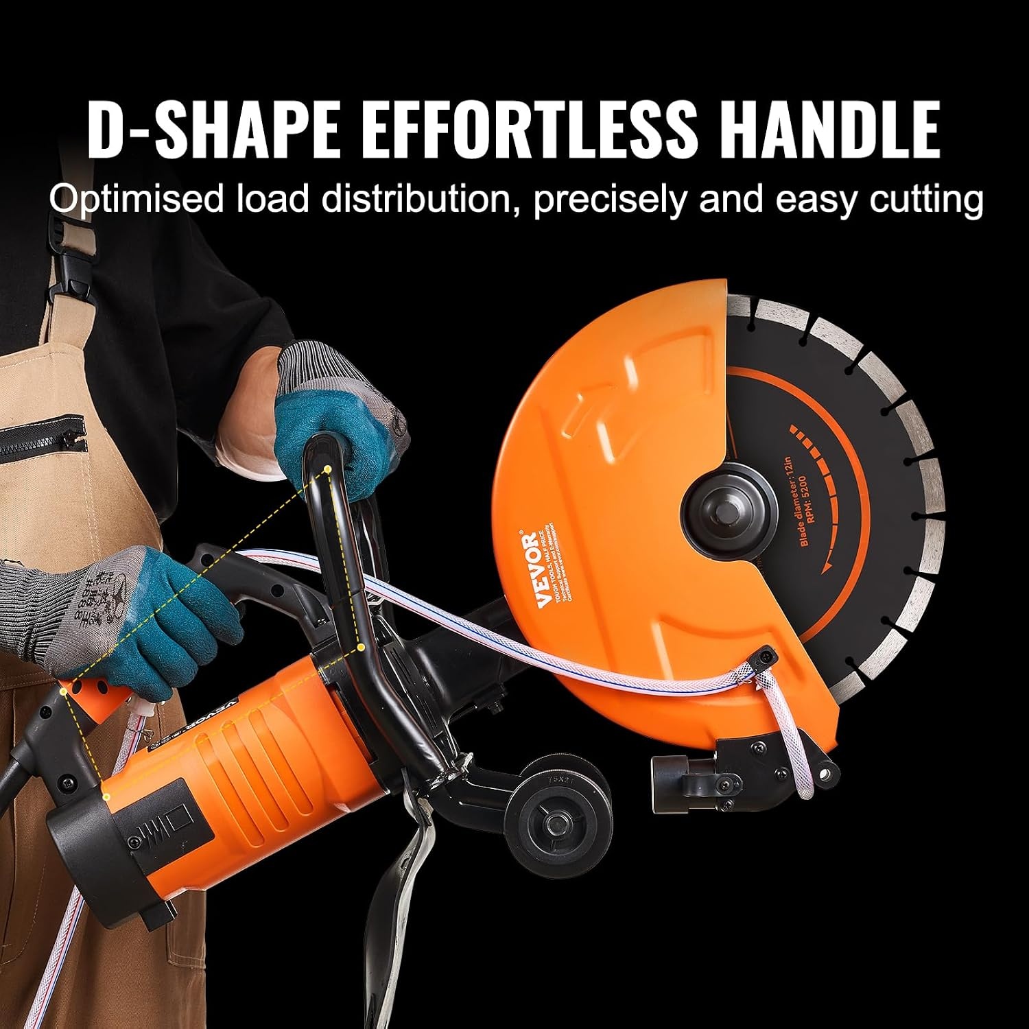 image:imageVEVOR Electric Concrete Saw 12 in 1800 W Motor Circular Saw Cutter with Max 45 in Adjustable Cutting Depth Wet Disk Saw Cutter Includes Water Line Pump and Blade for Stone Brick12 inch