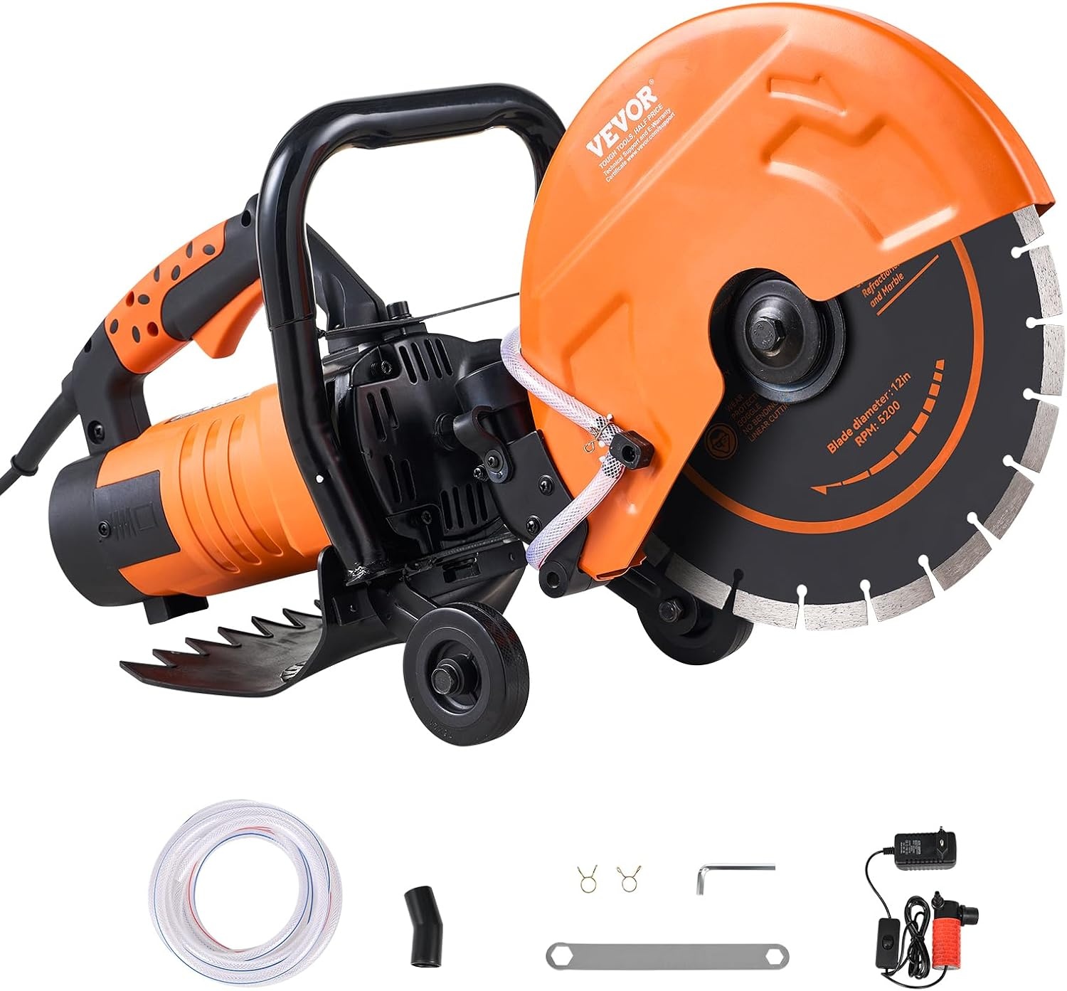 image:imageVEVOR Electric Concrete Saw 12 in 1800 W Motor Circular Saw Cutter with Max 45 in Adjustable Cutting Depth Wet Disk Saw Cutter Includes Water Line Pump and Blade for Stone Brick12 inch