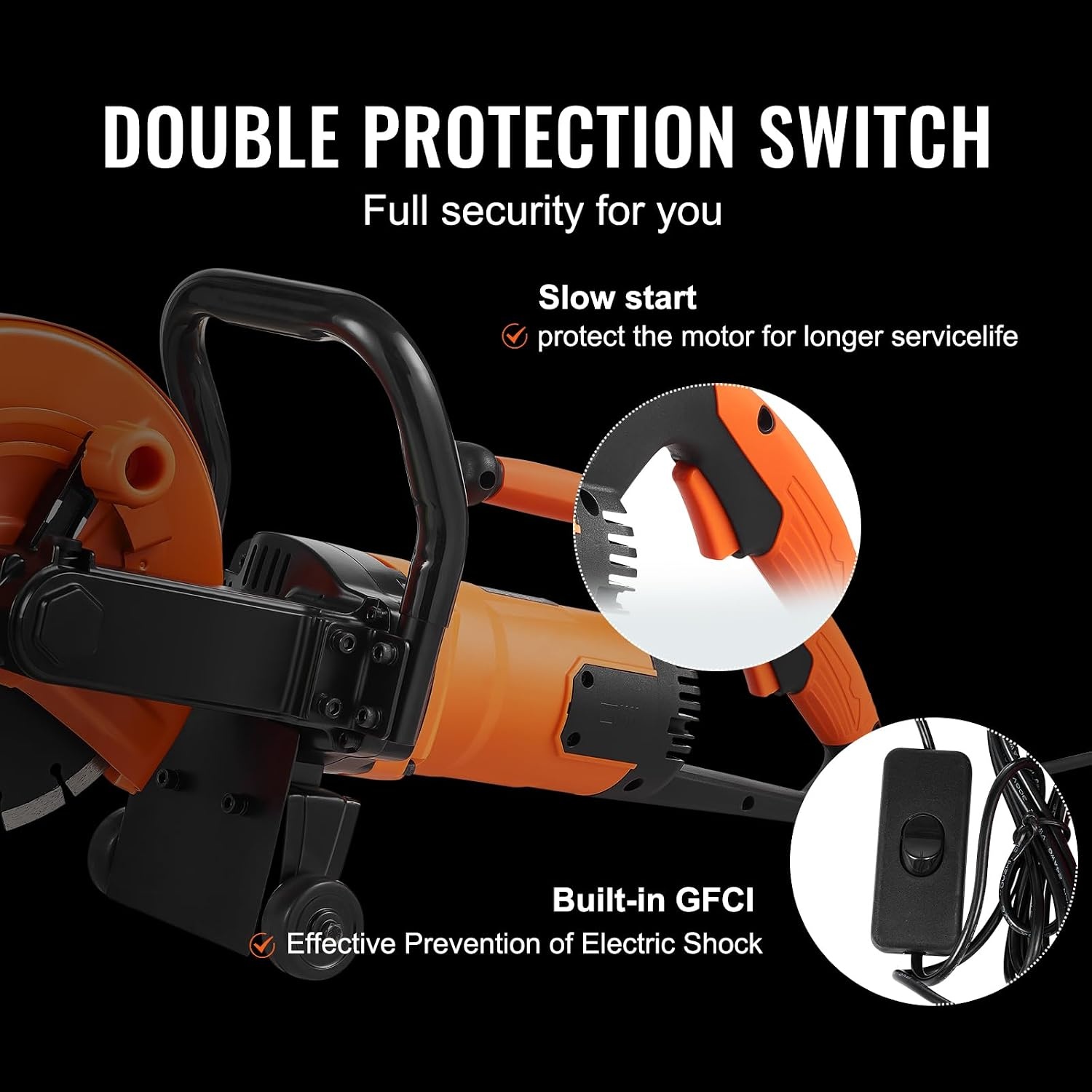 image:imageVEVOR Electric Concrete Saw 12 in 1800 W Motor Circular Saw Cutter with Max 45 in Adjustable Cutting Depth Wet Disk Saw Cutter Includes Water Line Pump and Blade for Stone Brick9 inch