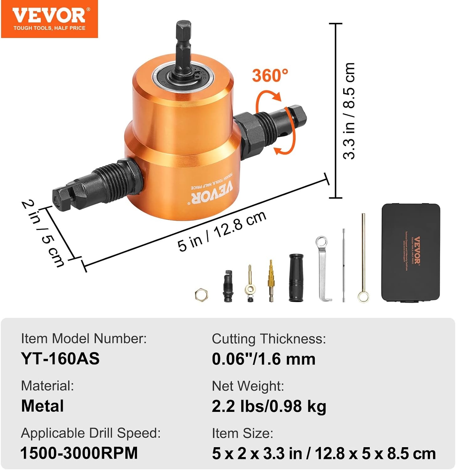 image:imageVEVOR Electric Metal Nibbler 625W Nibbler Metal Cutter 1000RPM High Speed Rotor 016in4mm Metal Nibbler 110V w Replaced Blades Storage Case Sheet Metal Nibbler for Cutting Stainless Steel AluminiumDouble Head Sheet Metal Nibbler Cutter