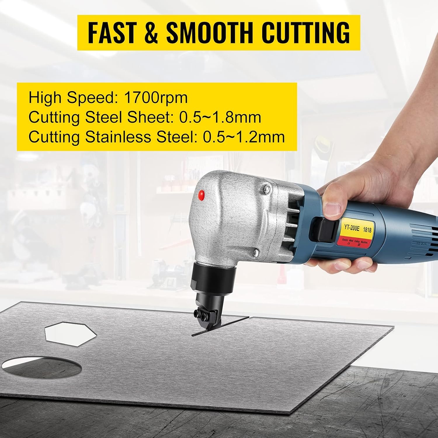 image:imageVEVOR Electric Metal Nibbler 625W Nibbler Metal Cutter 1000RPM High Speed Rotor 016in4mm Metal Nibbler 110V w Replaced Blades Storage Case Sheet Metal Nibbler for Cutting Stainless Steel Aluminium380W007in18mm