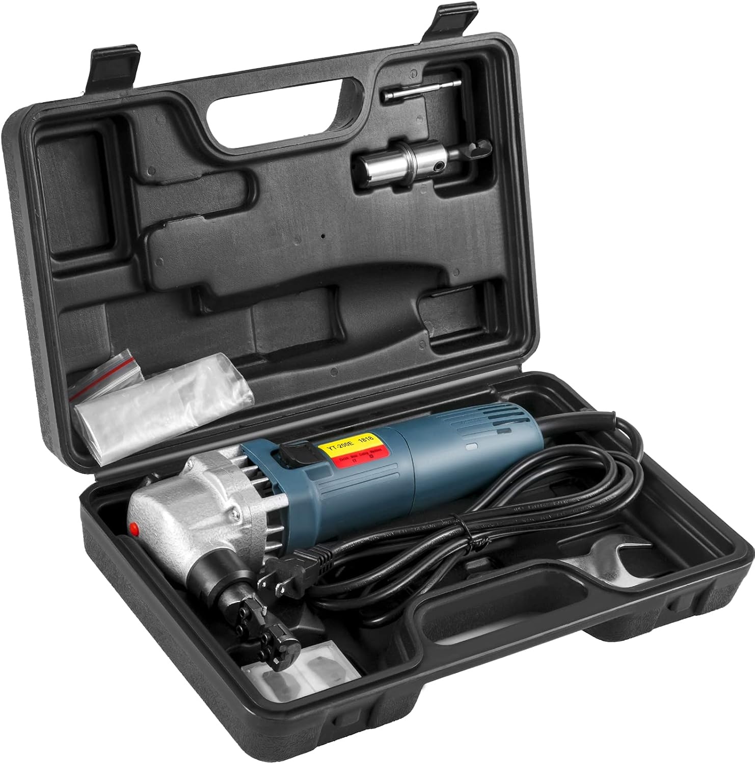 image:imageVEVOR Electric Metal Nibbler 625W Nibbler Metal Cutter 1000RPM High Speed Rotor 016in4mm Metal Nibbler 110V w Replaced Blades Storage Case Sheet Metal Nibbler for Cutting Stainless Steel Aluminium380W007in18mm